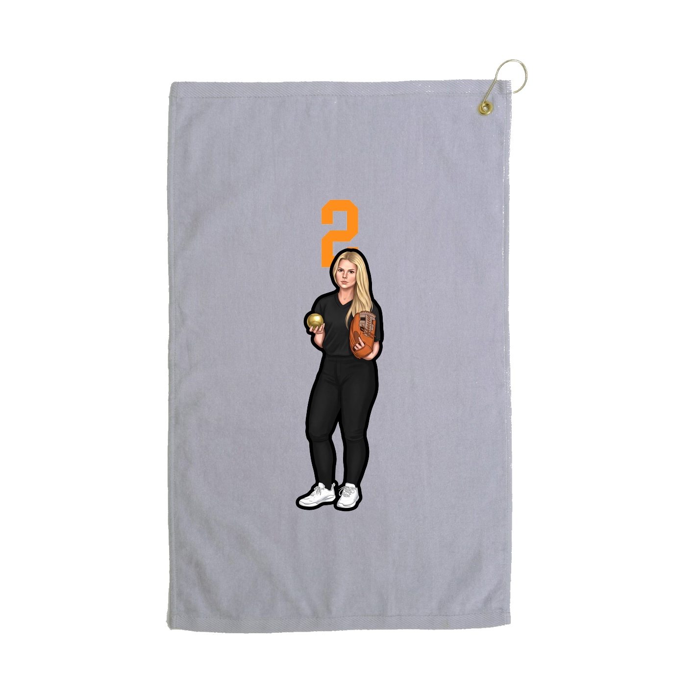 Golf Towel — Number Top in Grey