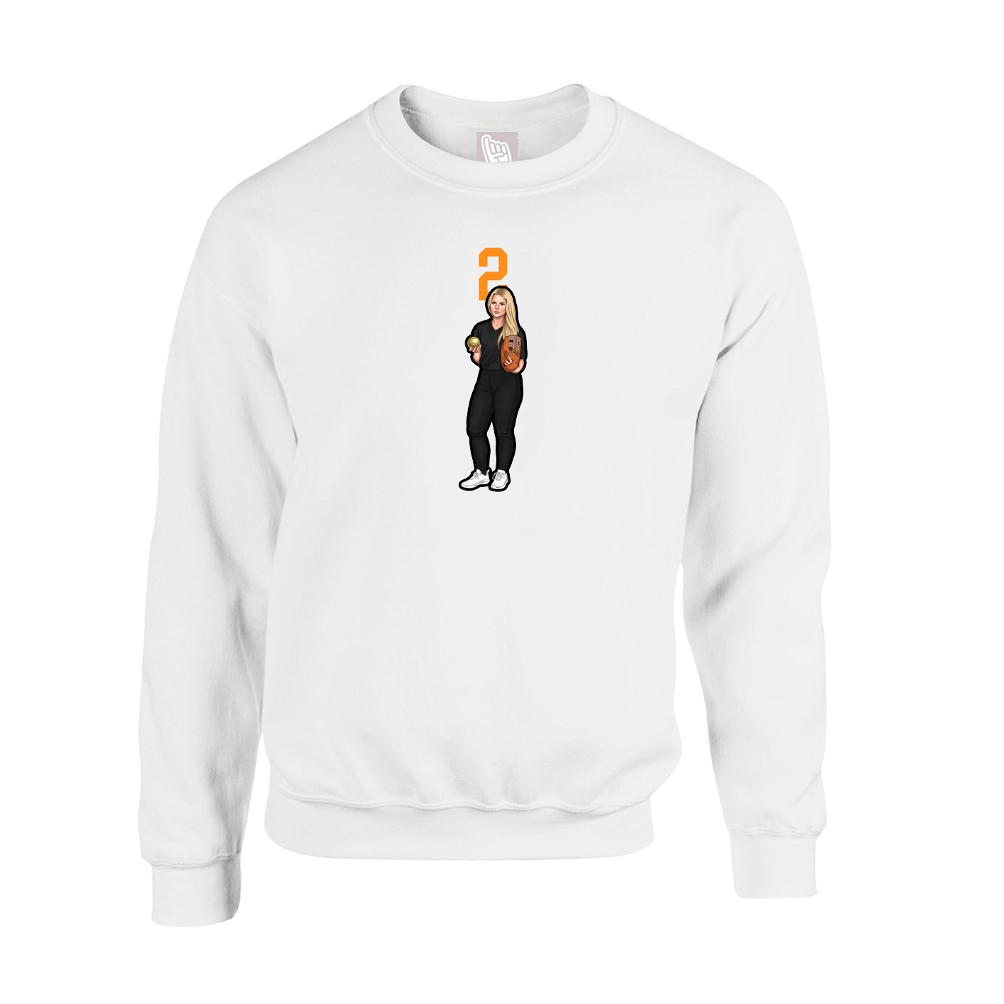 Fleece Crew — Number Top in White