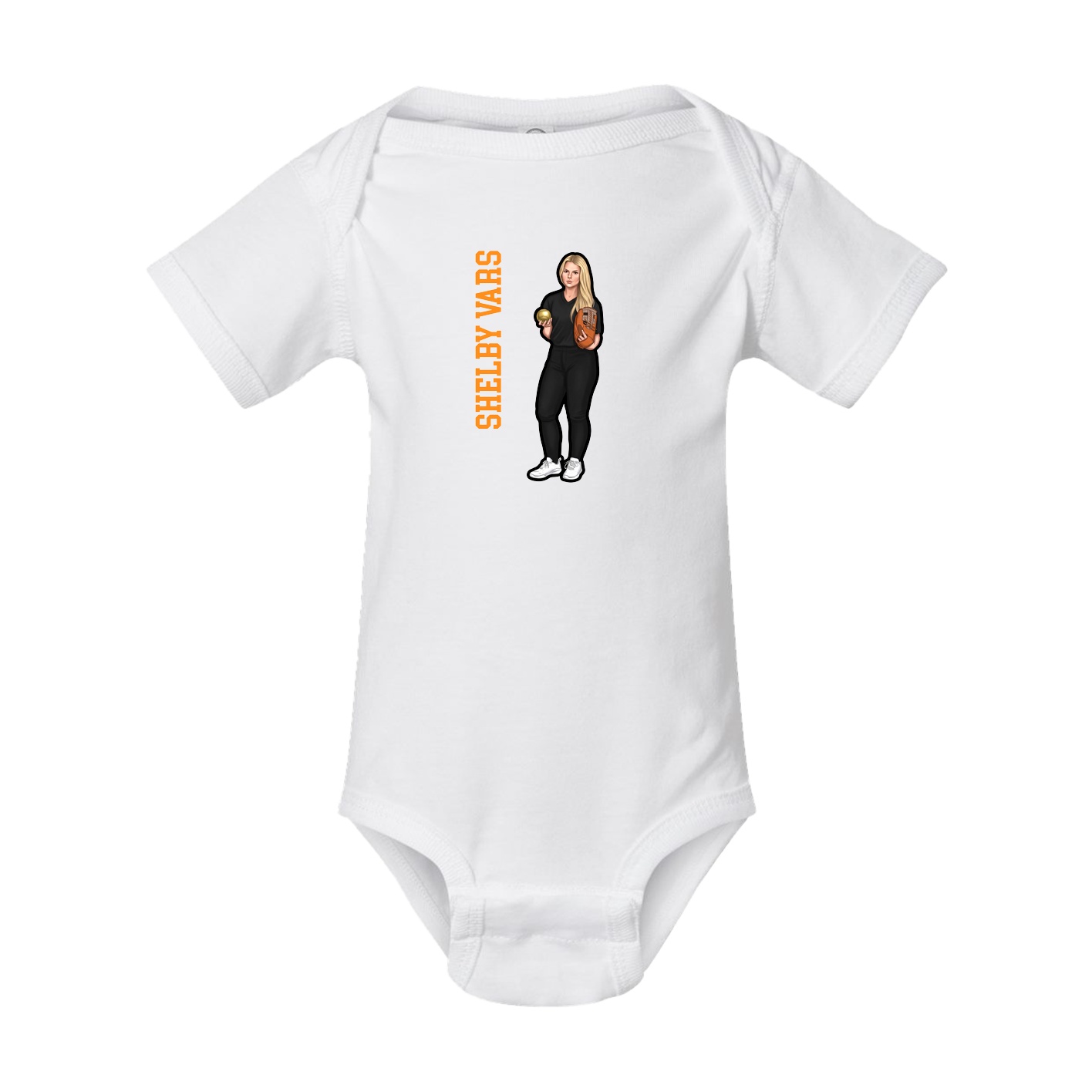 Baby Onesie — Name Vertical in White