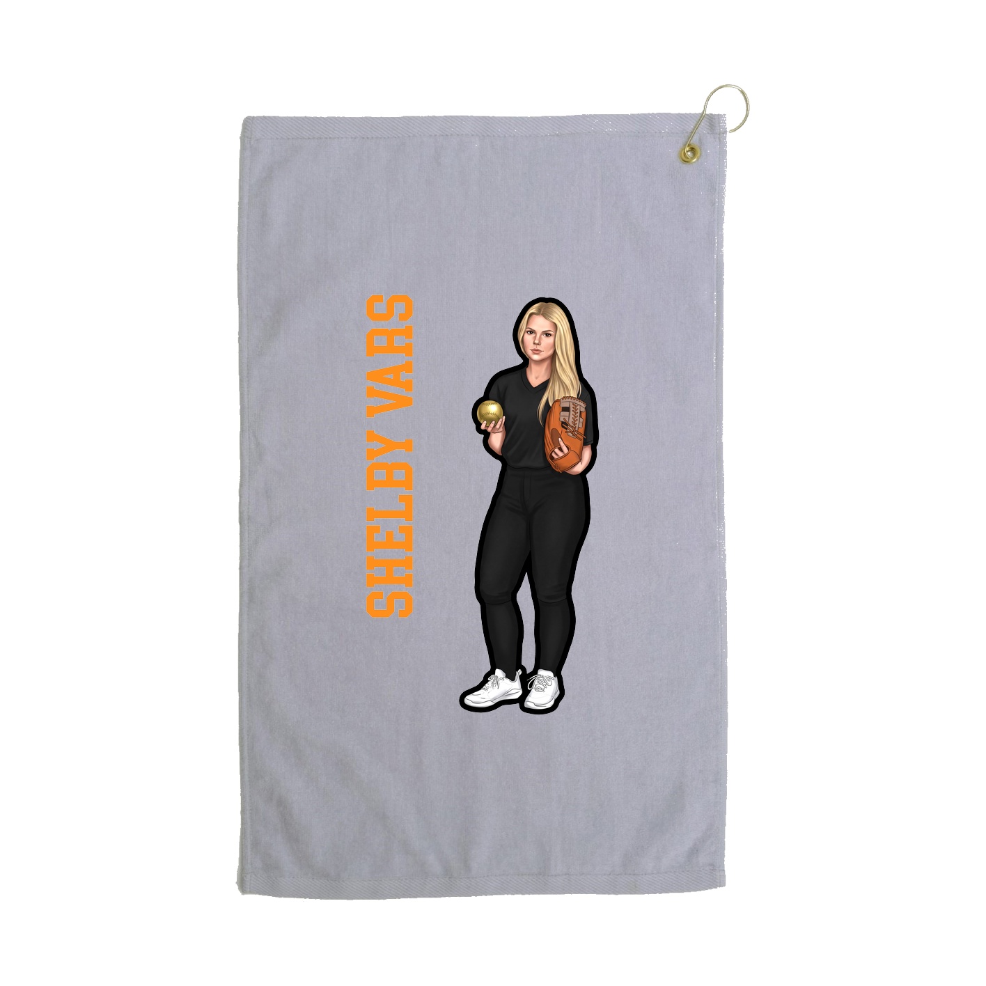Golf Towel — Name Vertical in Grey