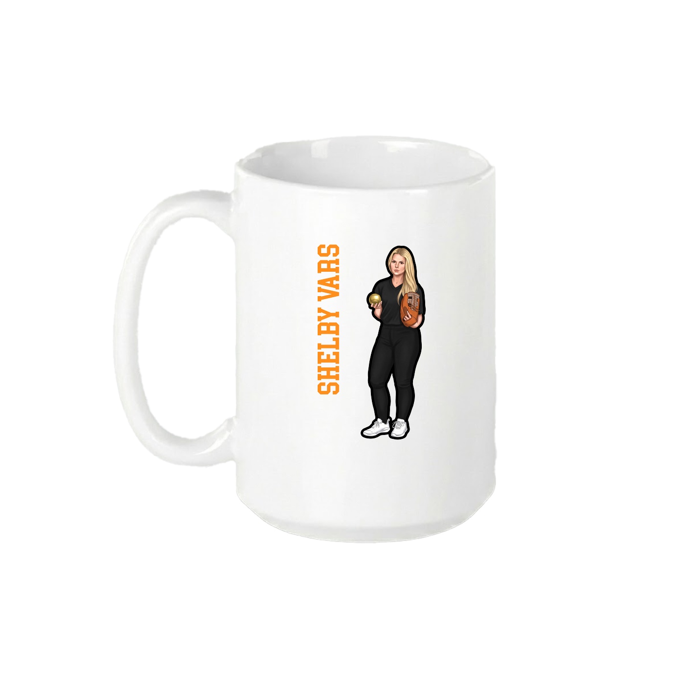 15oz Coffee Mug — Name Vertical in White