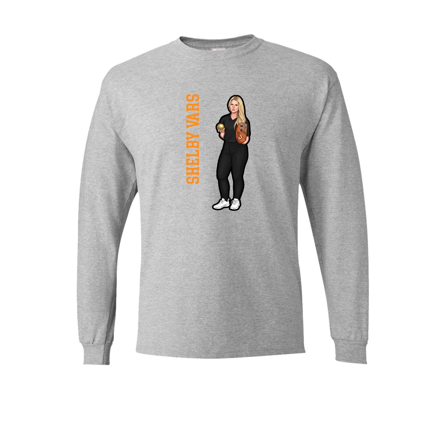 Long Sleeve Tee — Name Vertical in Grey