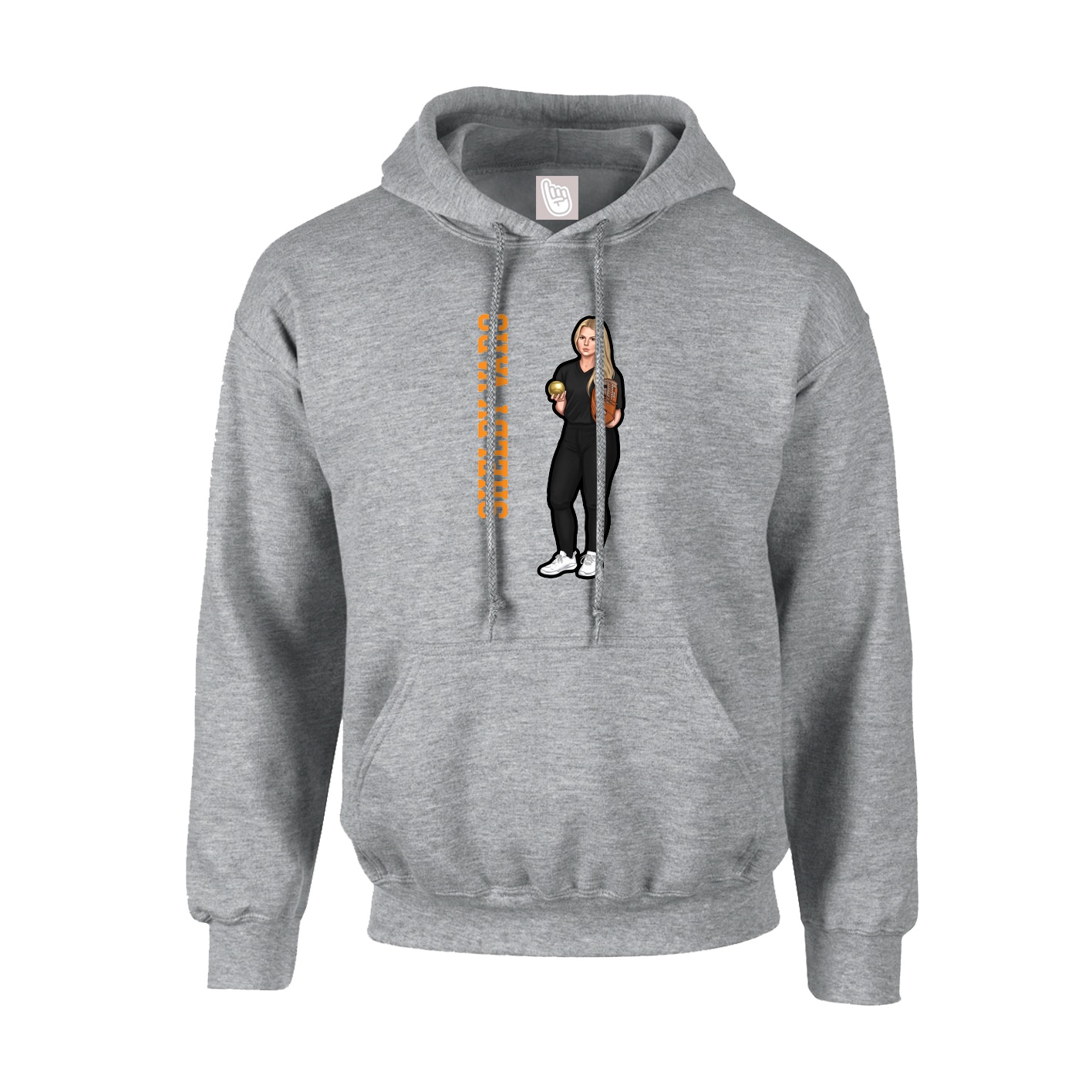 Hoodie — Name Vertical in Grey