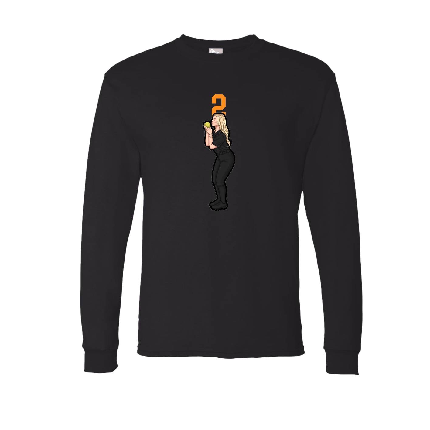 Long Sleeve Tee — Number Top in Black