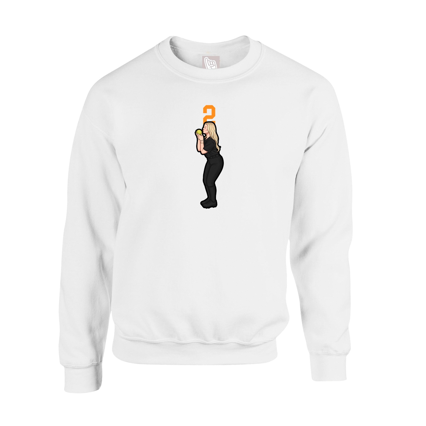 Fleece Crew — Number Top in White