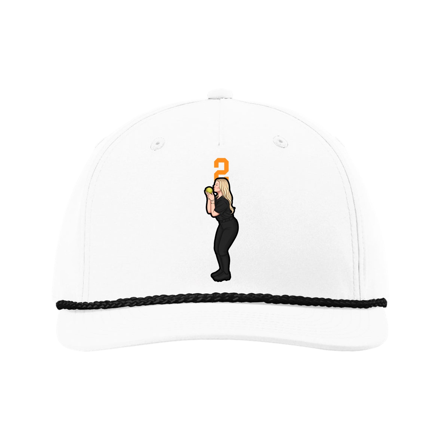 Five-Panel Classic Rope Cap — Number Top in White