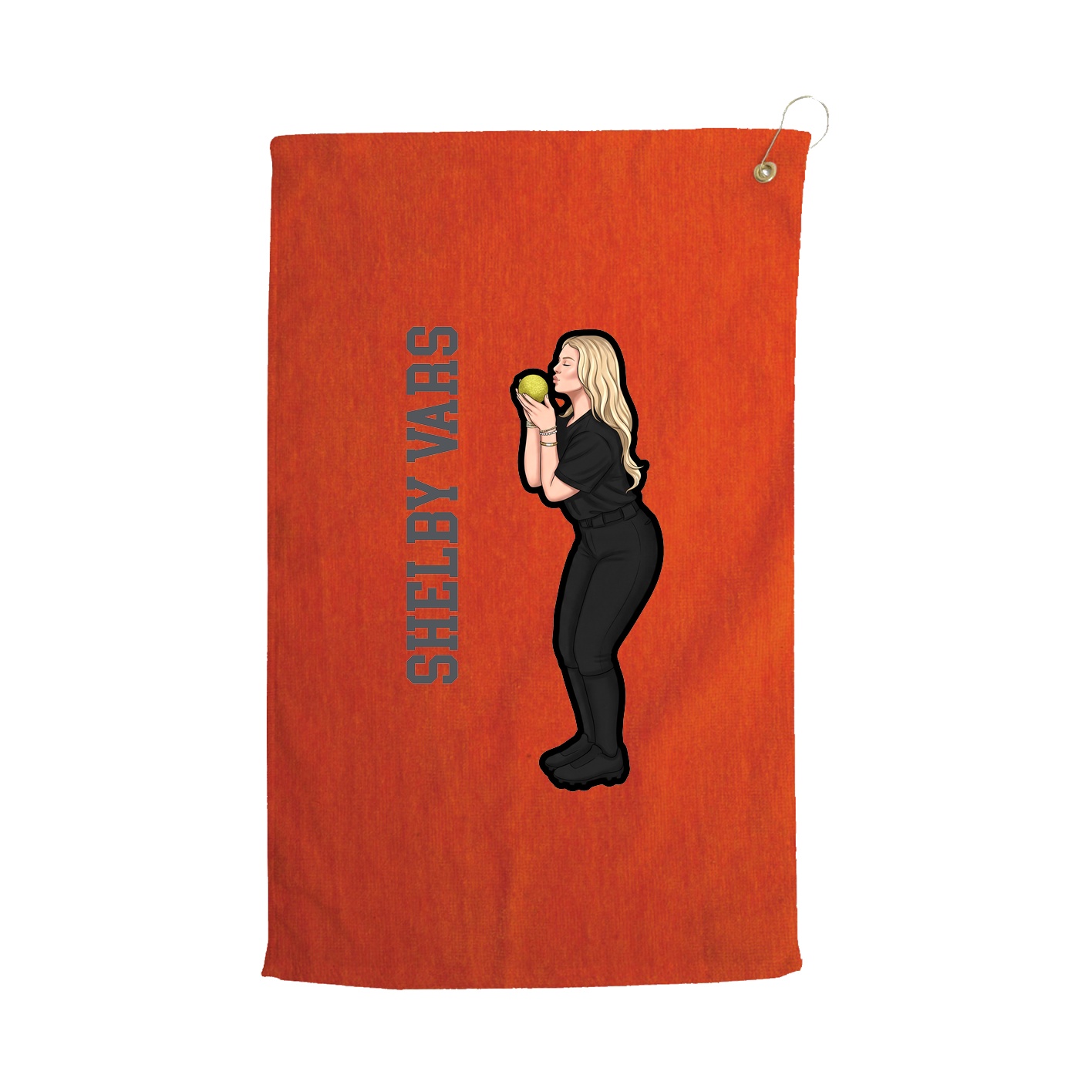 Golf Towel — Name Vertical in Orange
