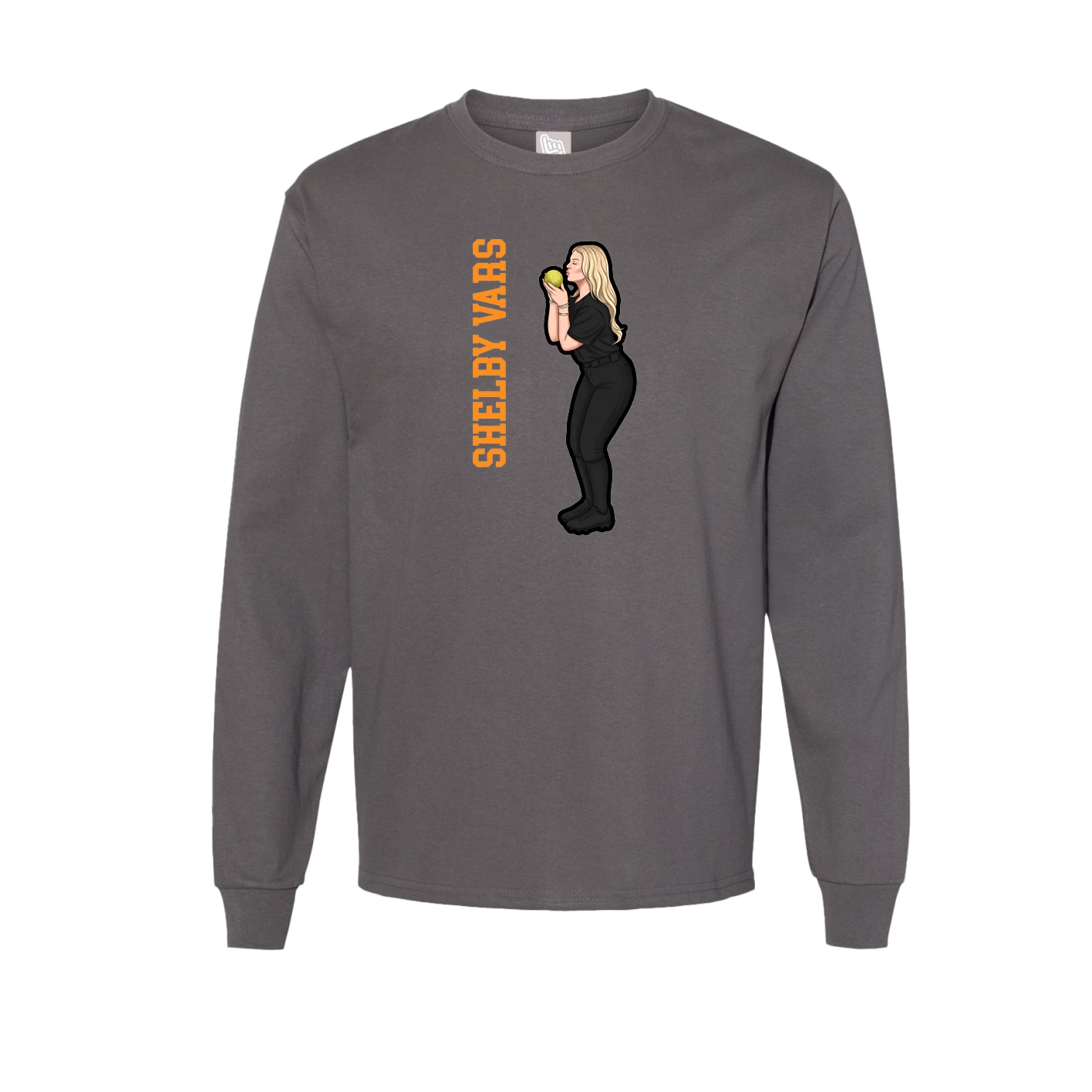 Long Sleeve Tee — Name Vertical in Grey