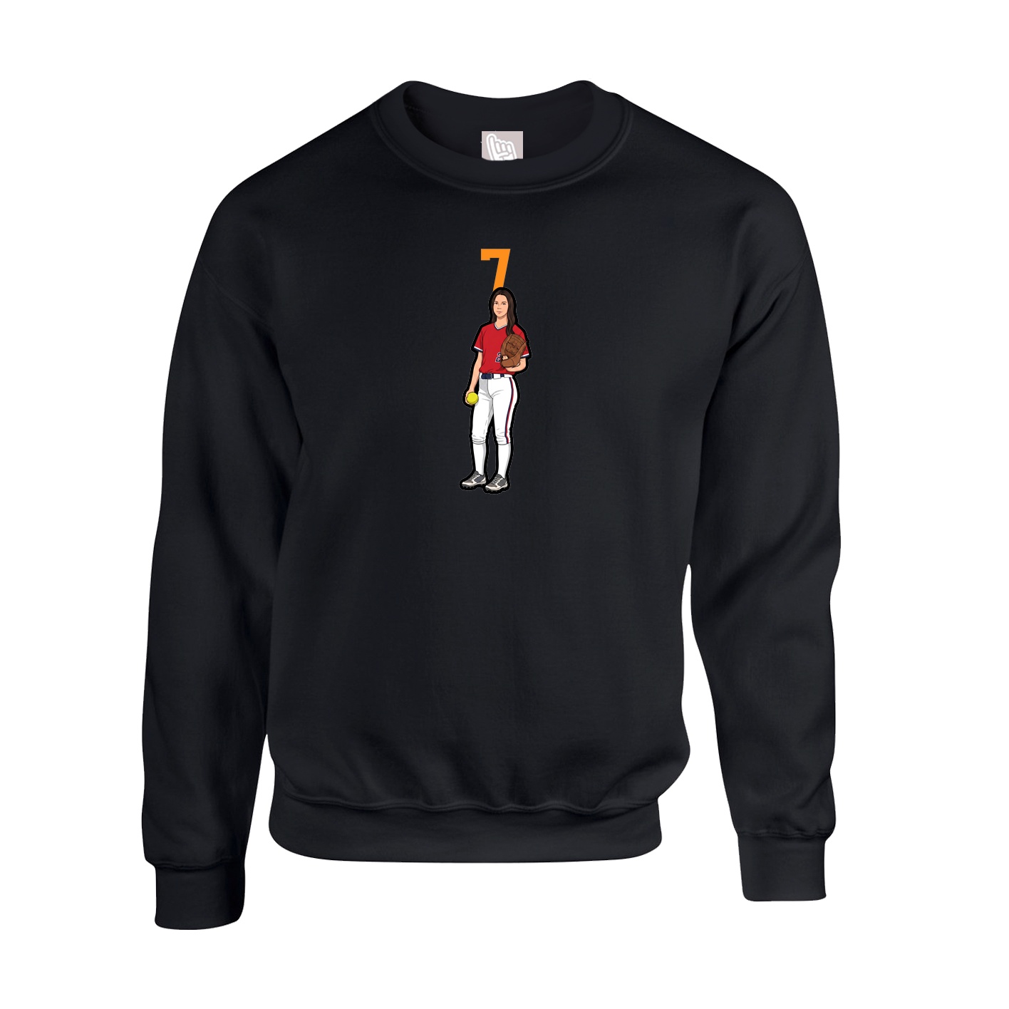 Fleece Crew — Number Top in Black
