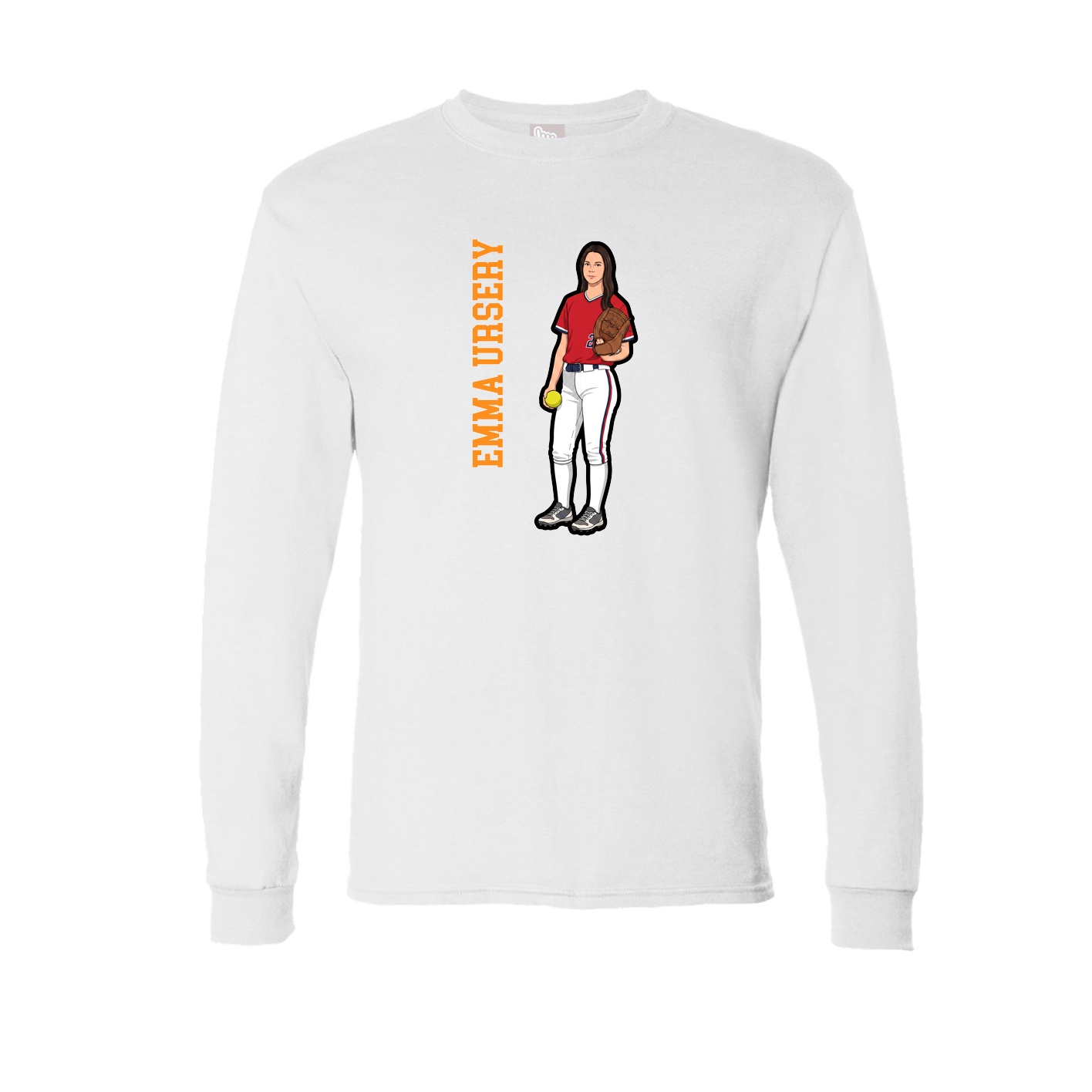 Long Sleeve Tee — Name Vertical in White