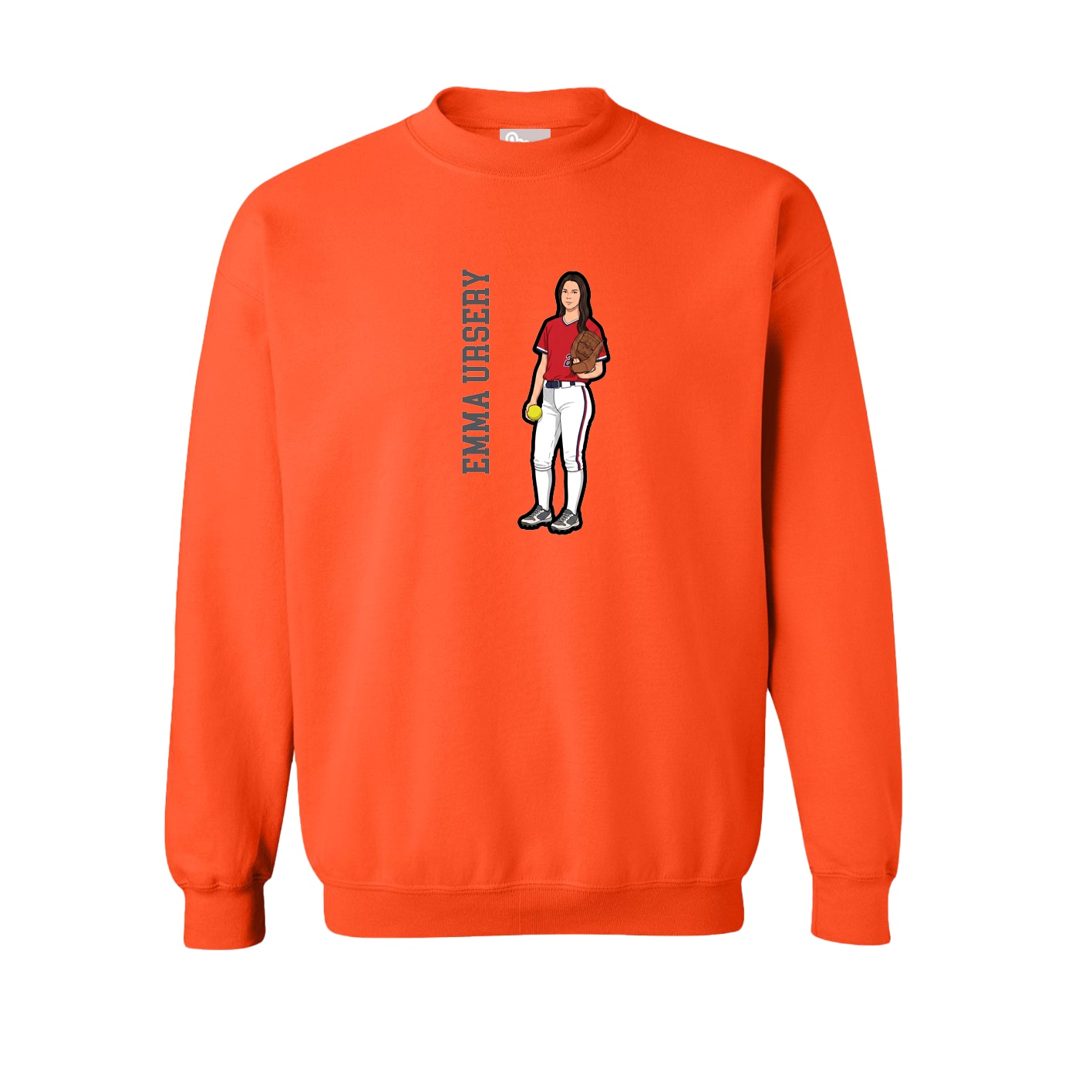 Fleece Crew — Name Vertical in Orange
