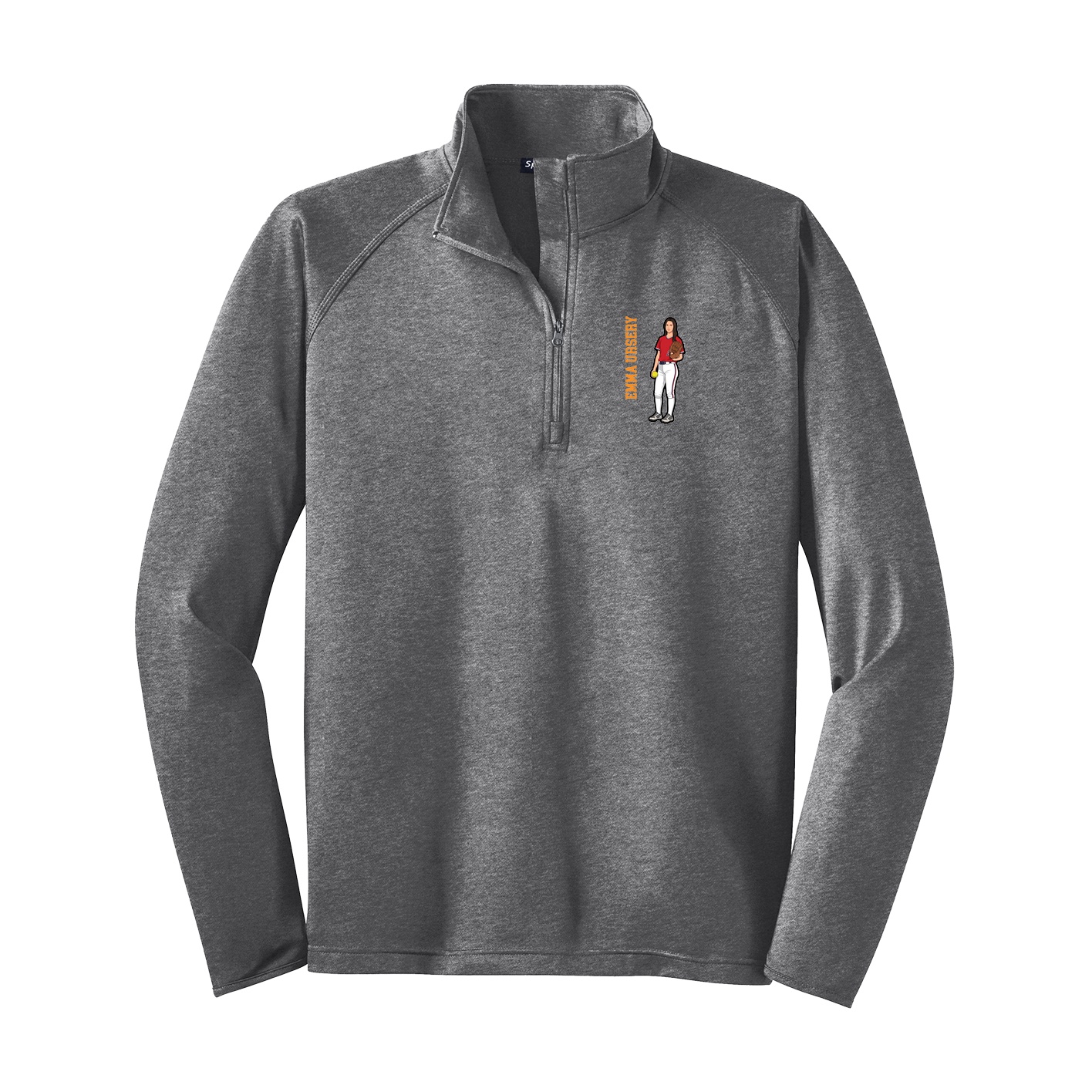 Q-Zip Pullover — Name Vertical in Grey