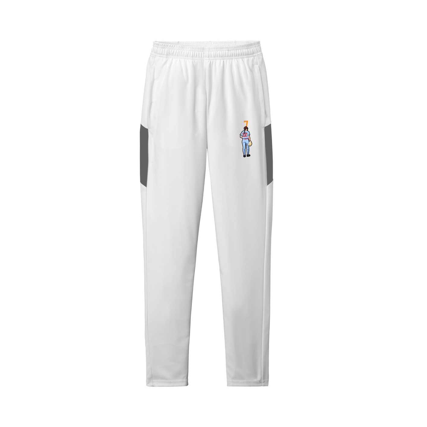 Team Travel Pant — Number Top in White/Grey