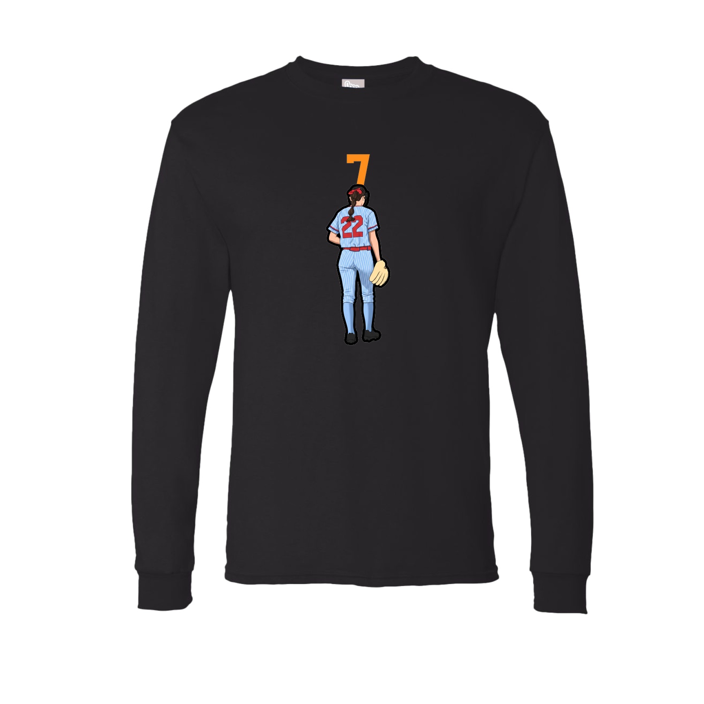 Long Sleeve Tee — Number Top in Black