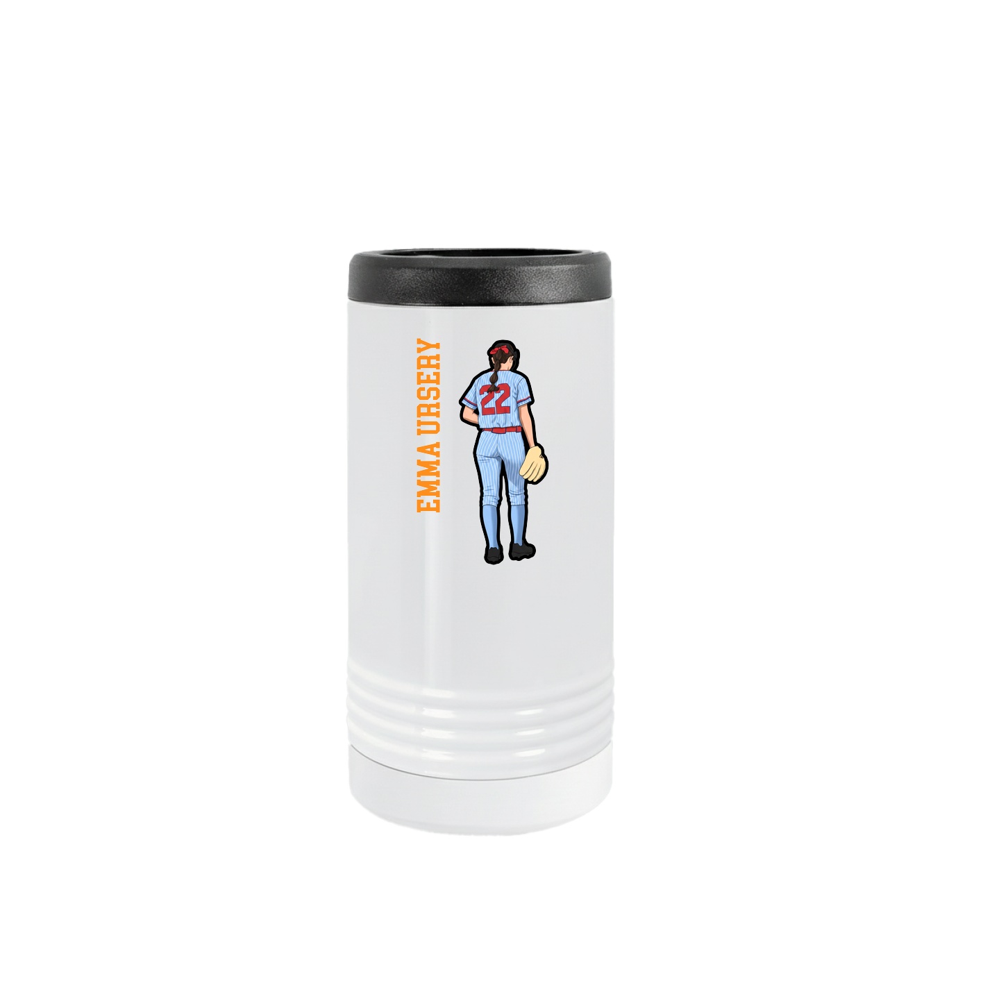 Slim Beverage Holder — Name Vertical in White