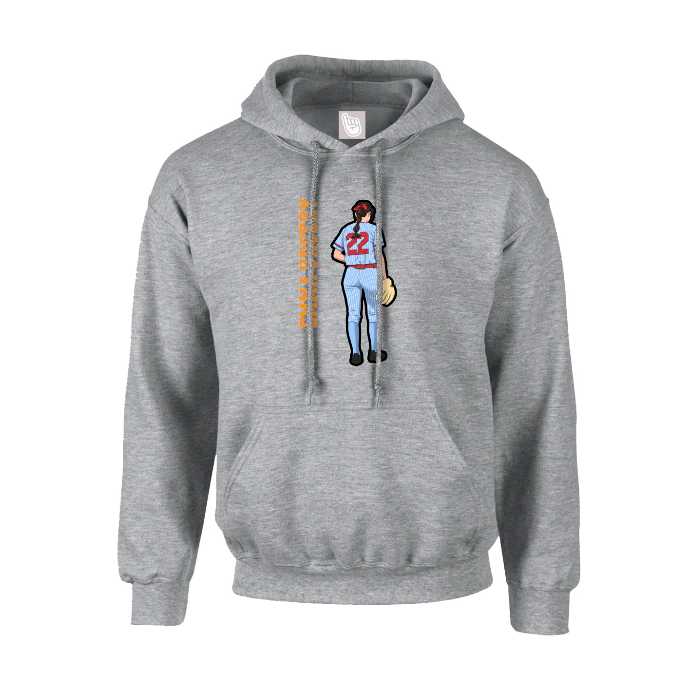 Hoodie — Name Vertical in Grey