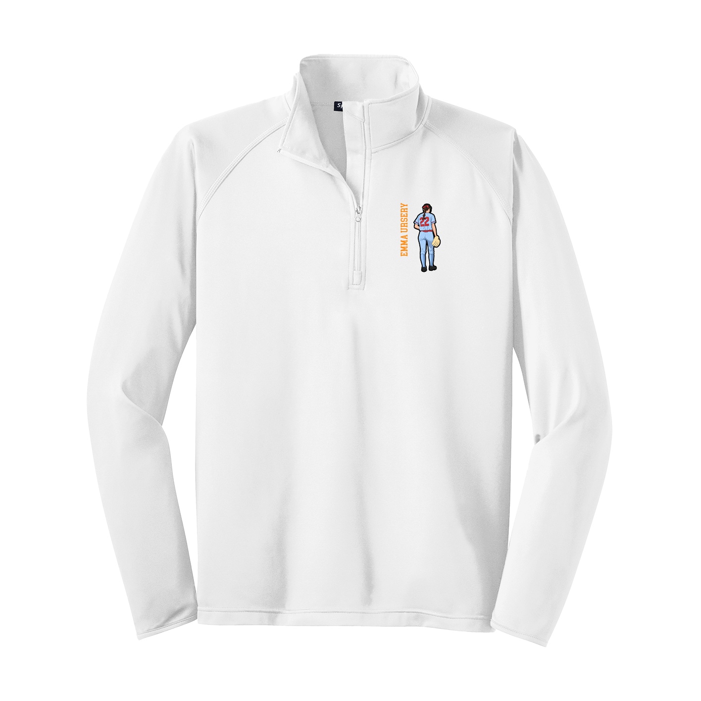 Q-Zip Pullover — Name Vertical in White