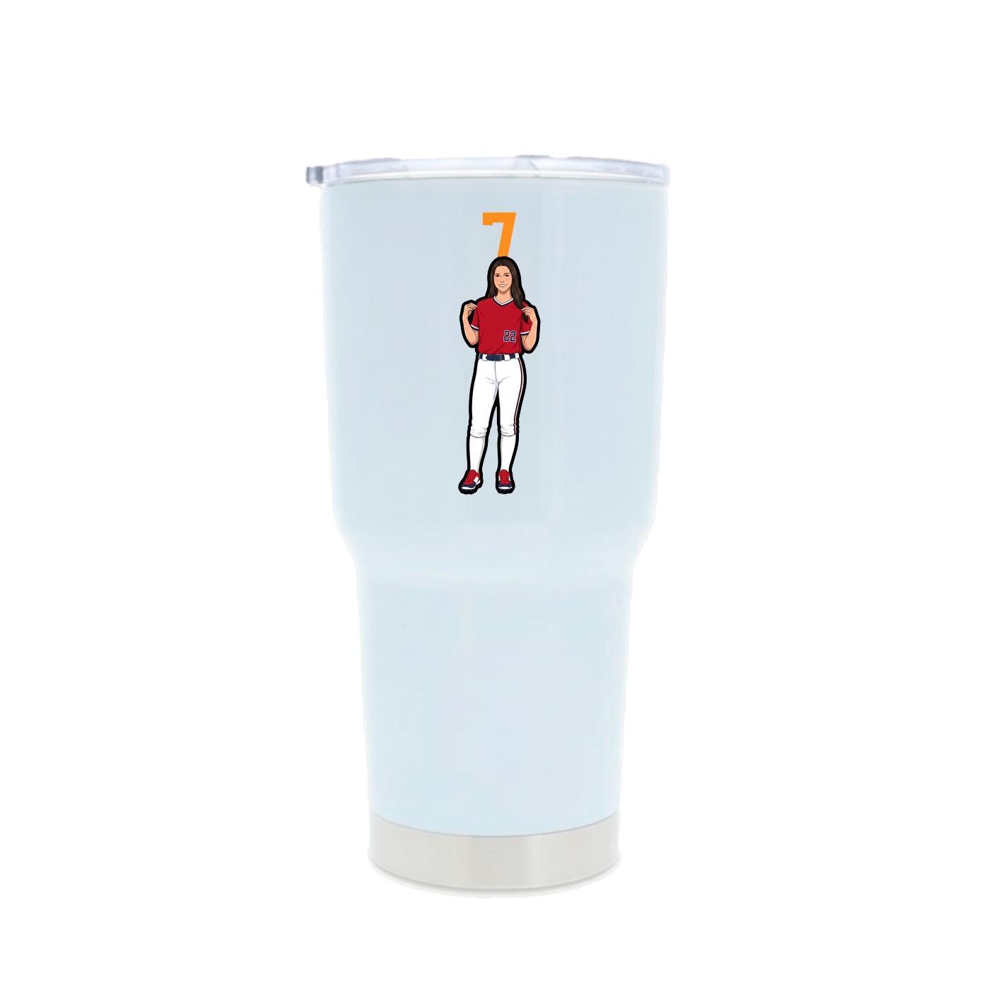30oz Stainless Steel Tumbler — Number Top in White