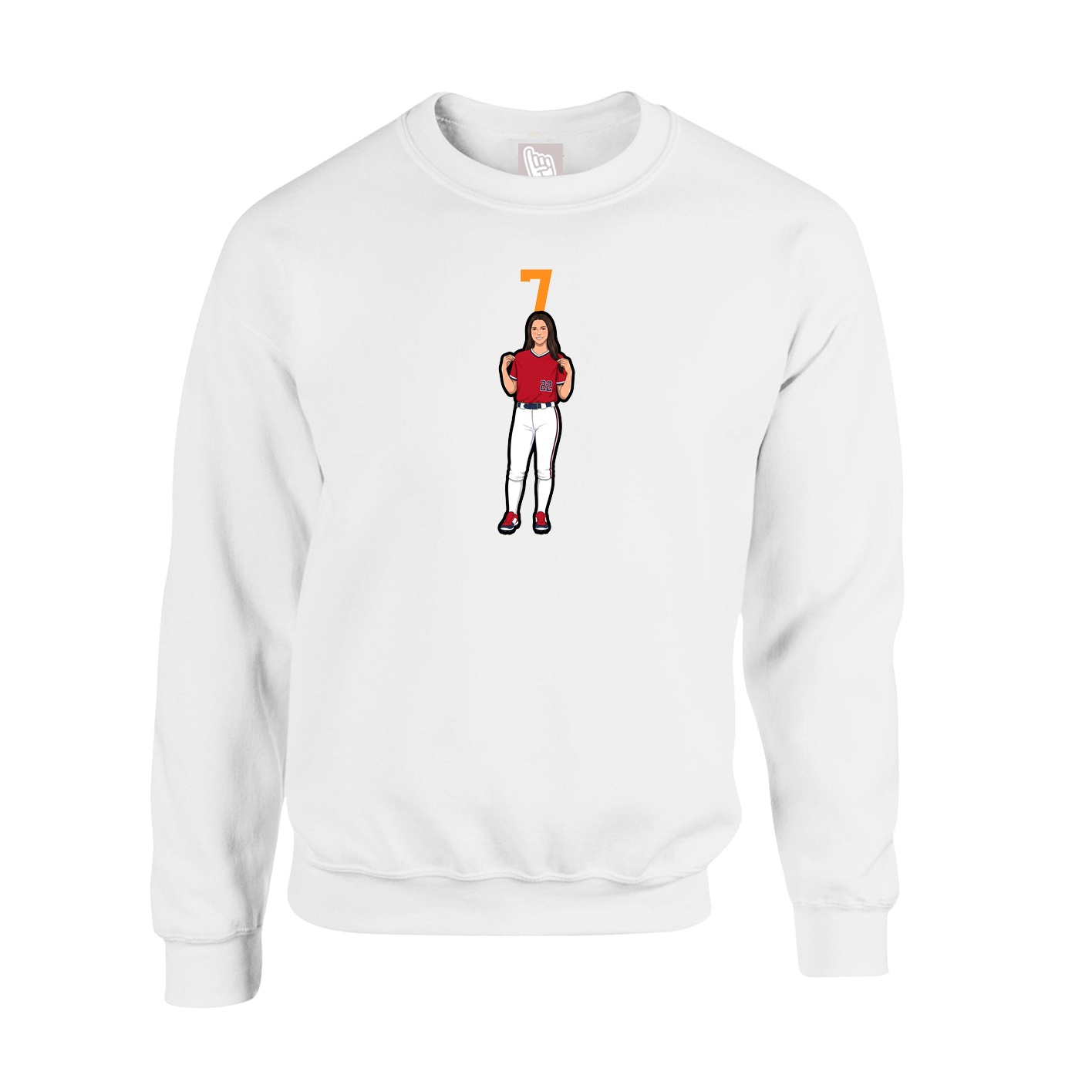 Fleece Crew — Number Top in White