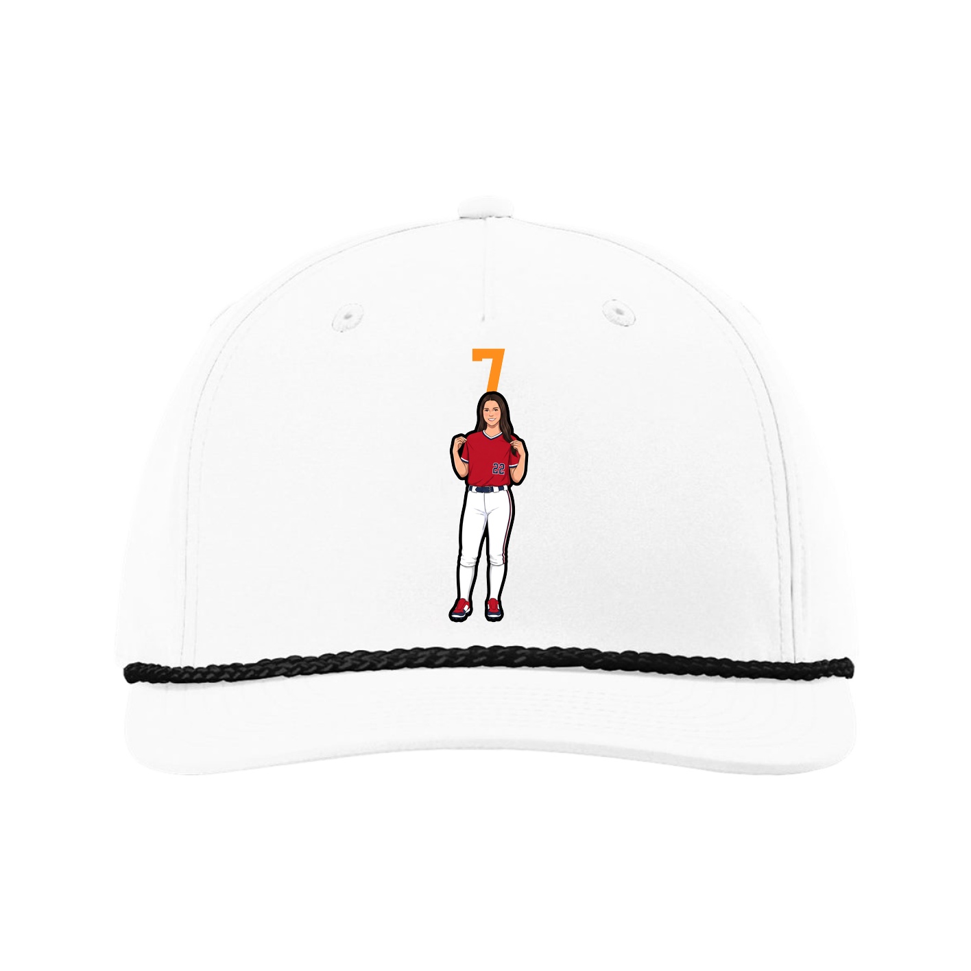 Five-Panel Classic Rope Cap — Number Top in White