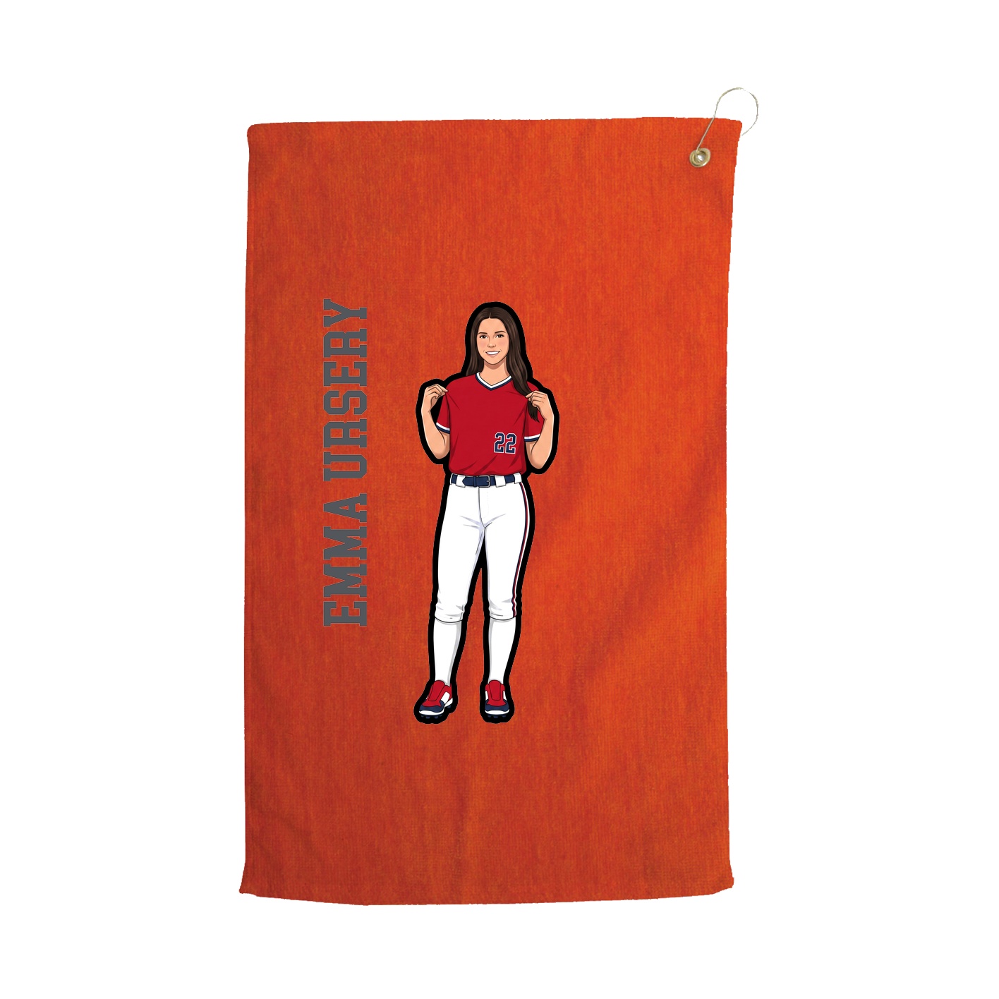Golf Towel — Name Vertical in Orange