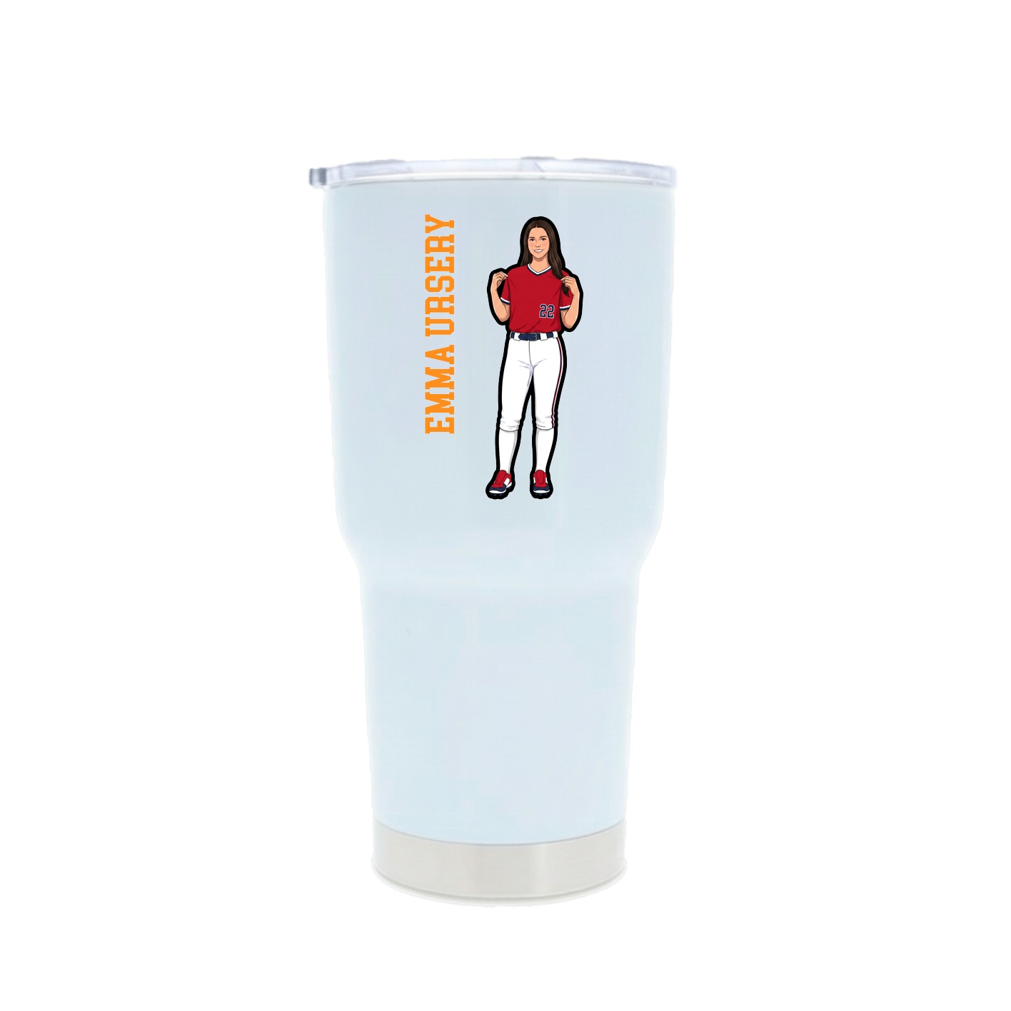30oz Stainless Steel Tumbler — Name Vertical in White