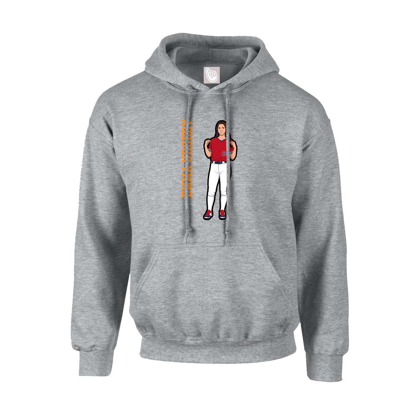 Youth Hoodie — Name Vertical in Grey