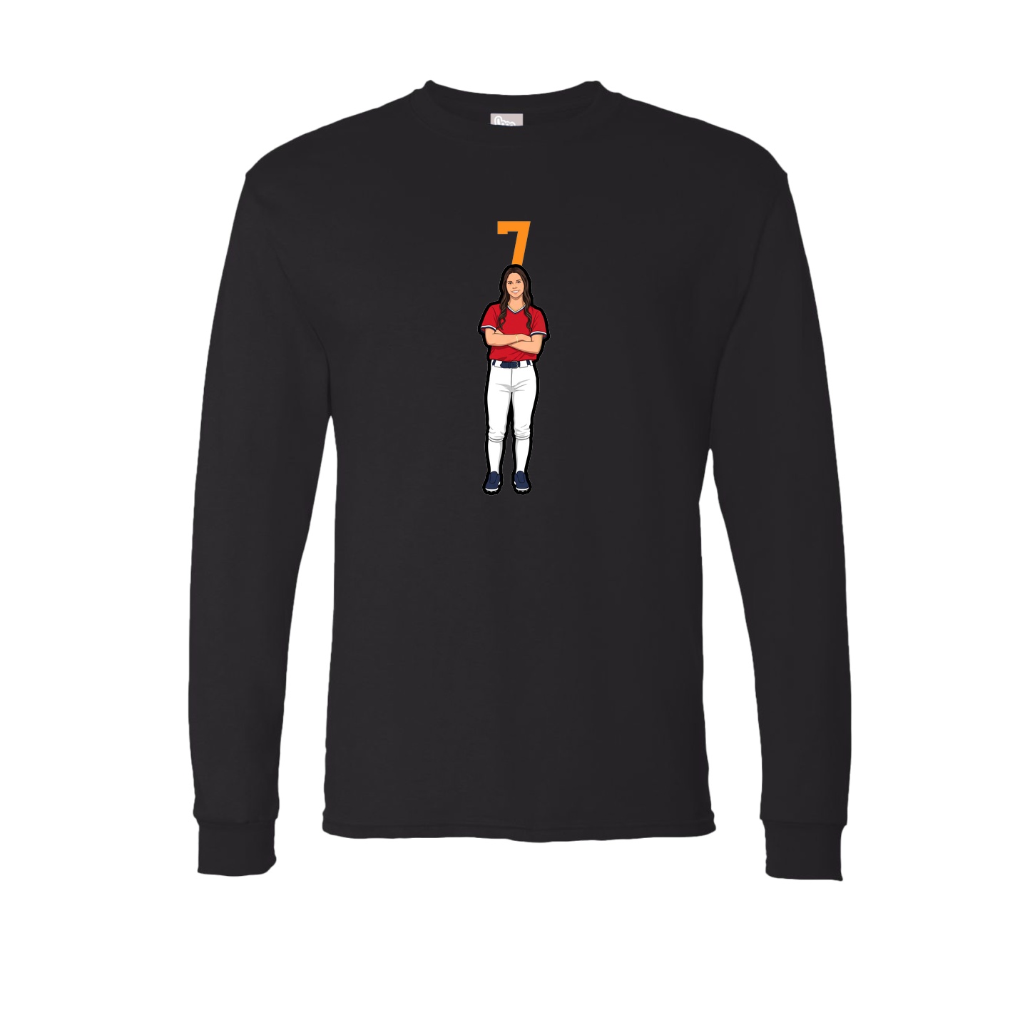 Long Sleeve Tee — Number Top in Black