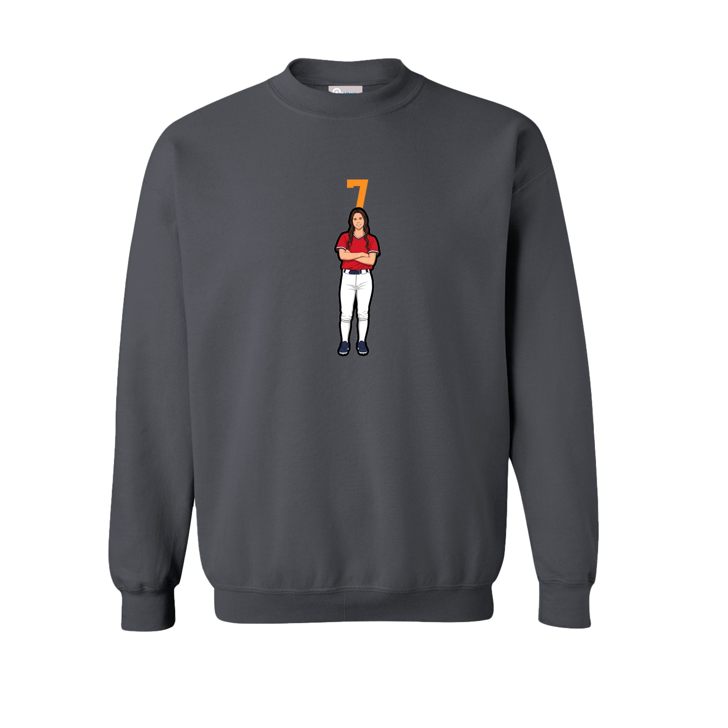 Fleece Crew — Number Top in Grey