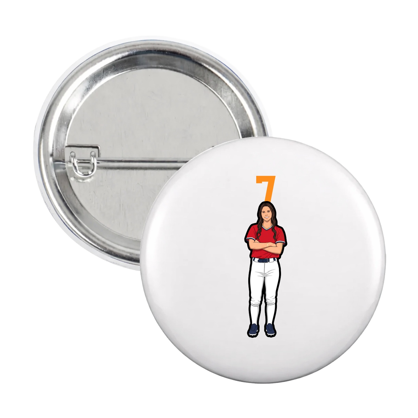 Game Day Button — Number Top in White
