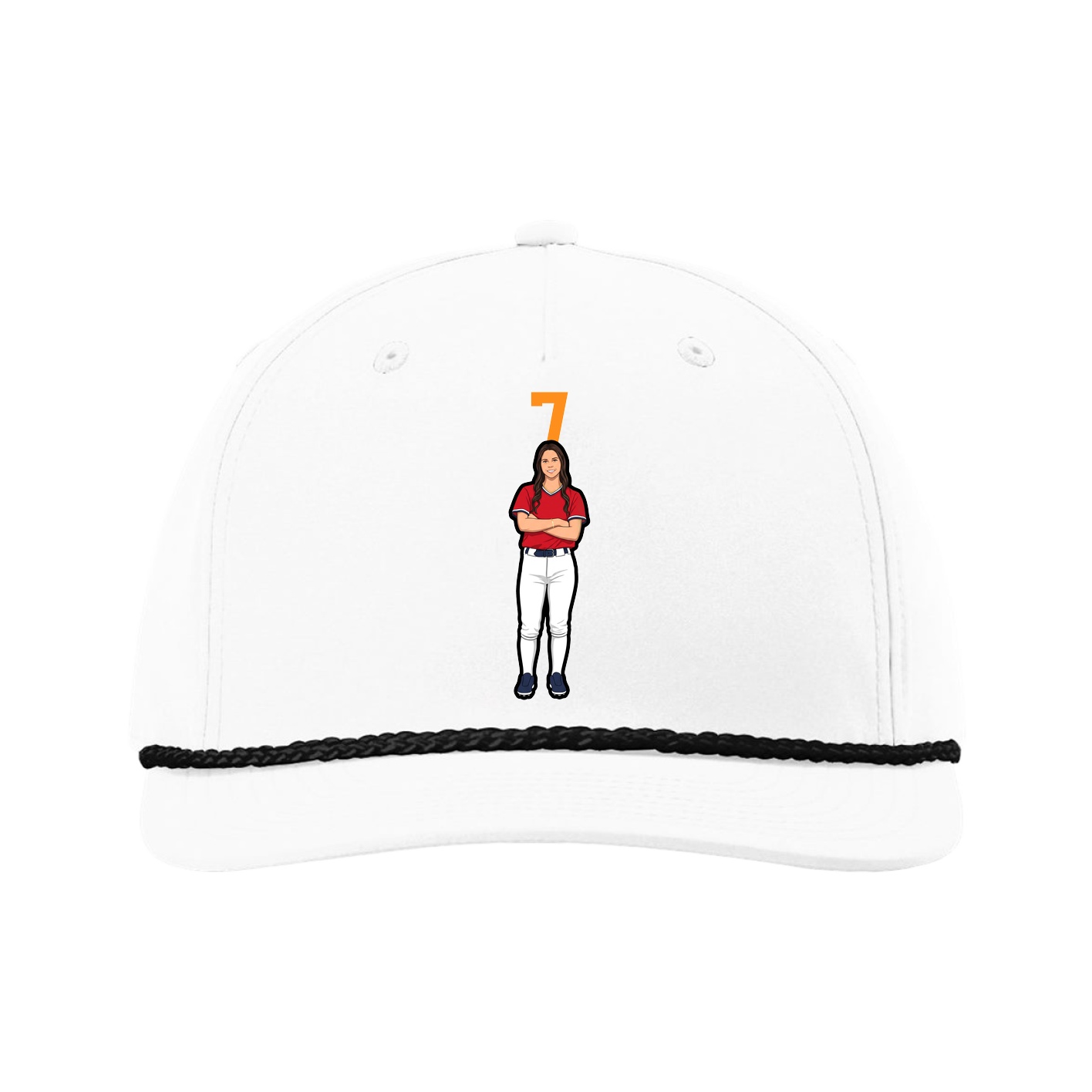 Five-Panel Classic Rope Cap — Number Top in White