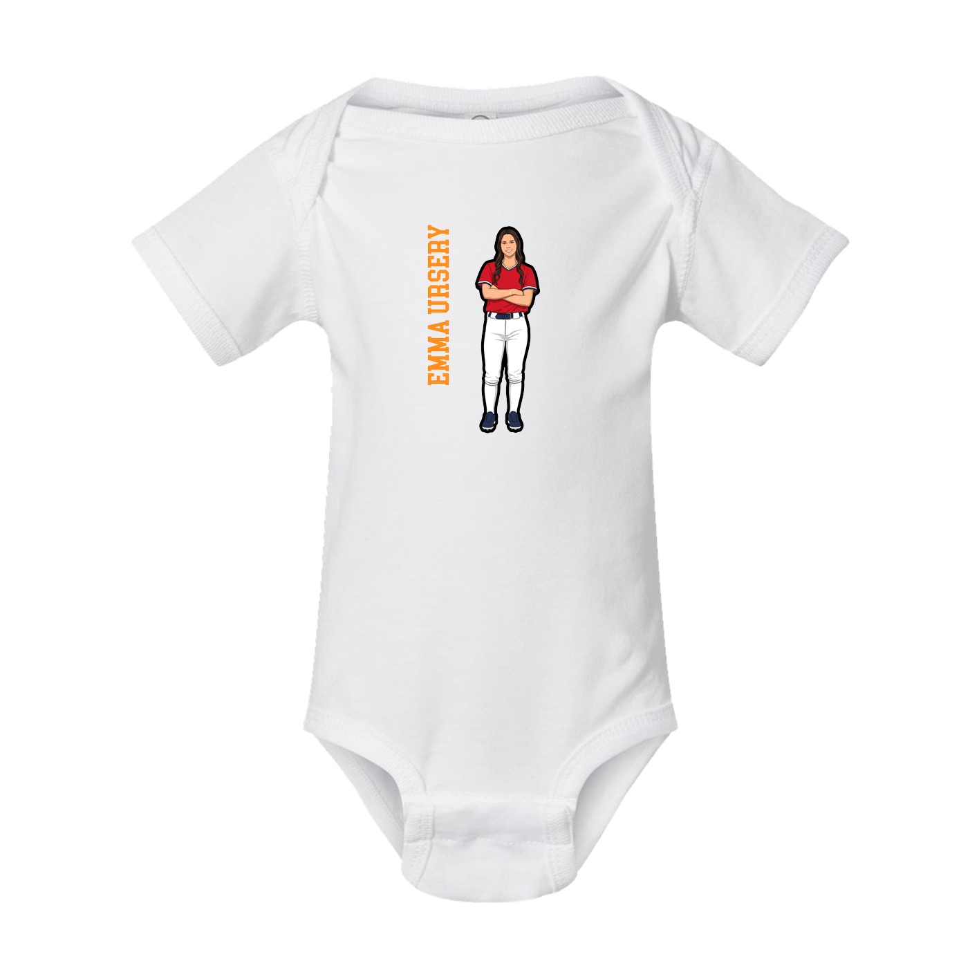 Baby Onesie — Name Vertical in White