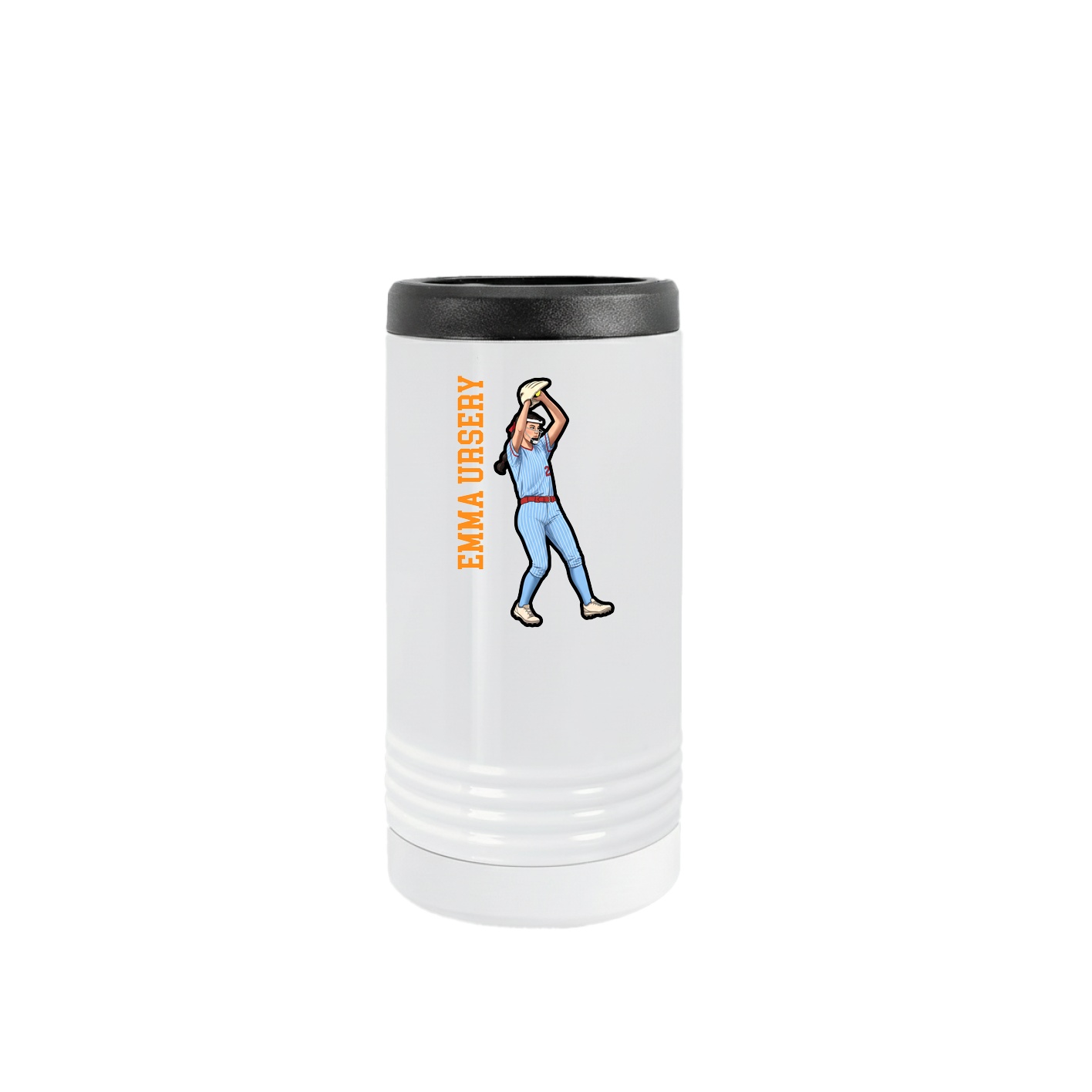 Slim Beverage Holder — Name Vertical in White