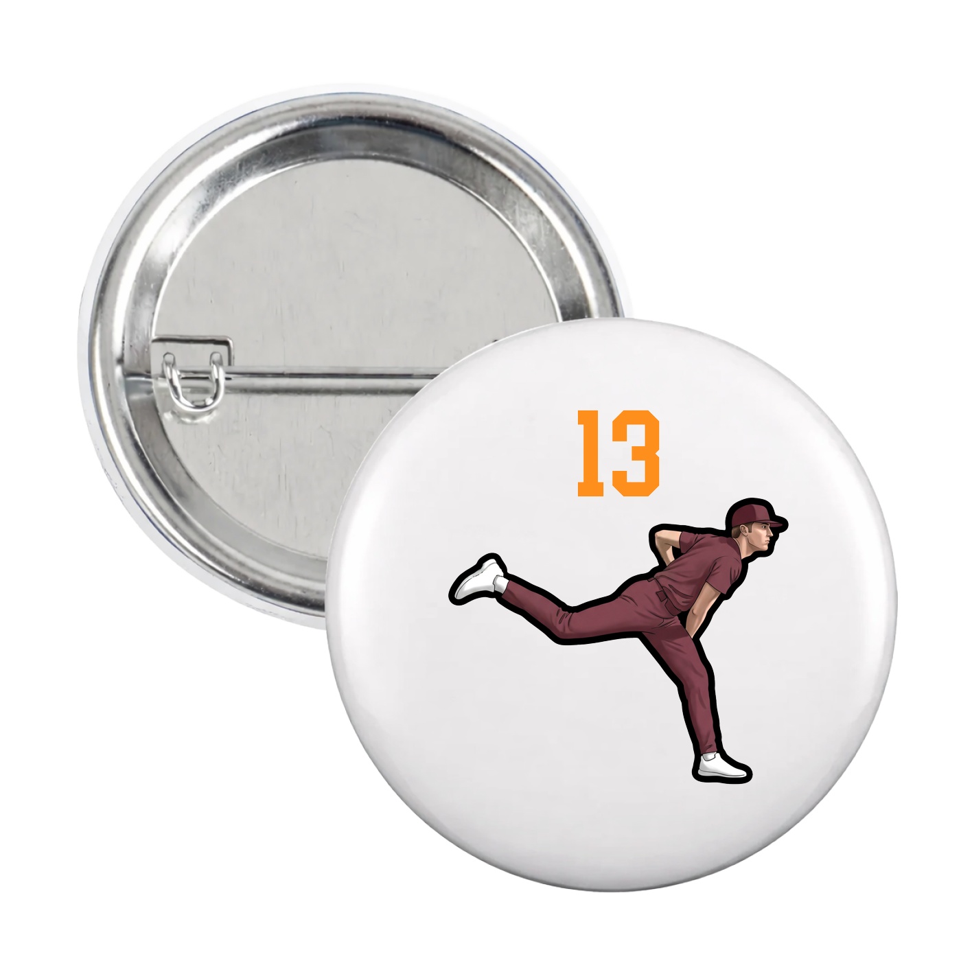 Game Day Button — Number Top in White
