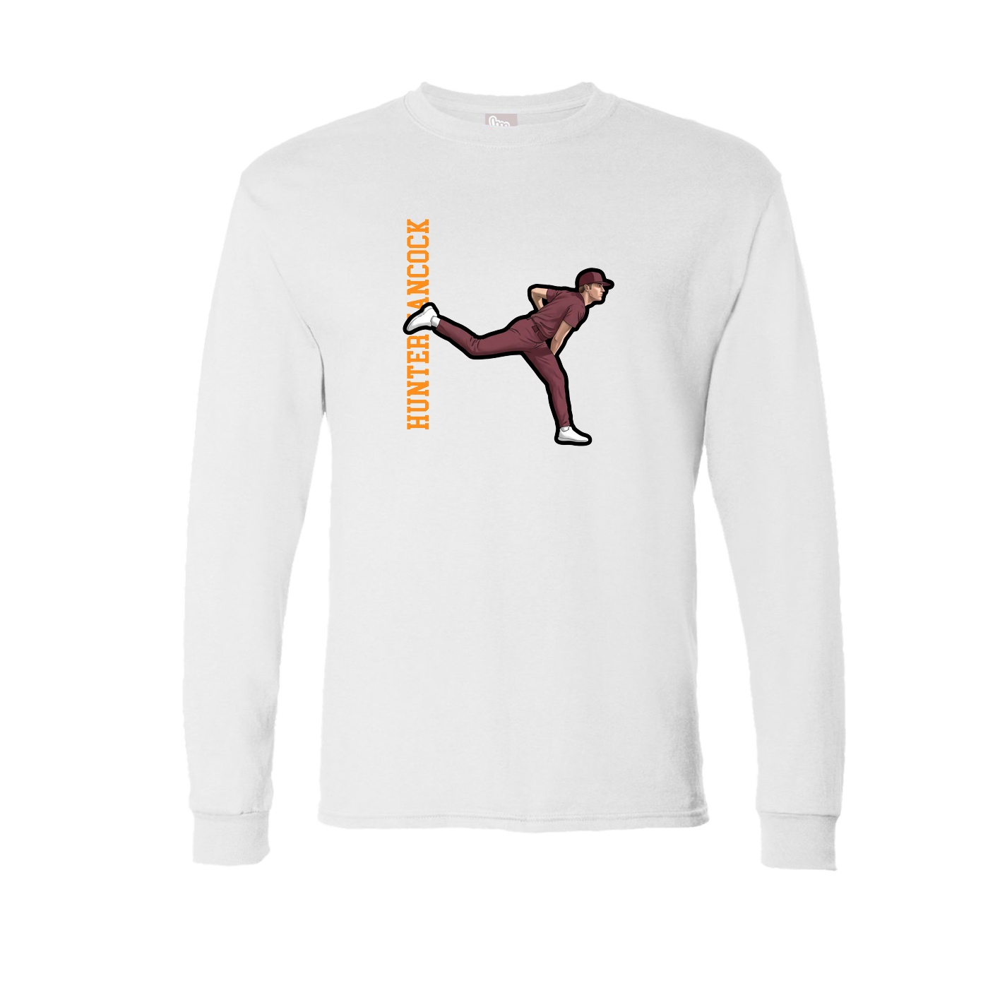 Long Sleeve Tee — Name Vertical in White