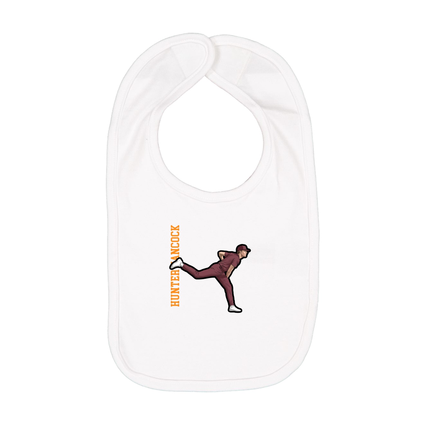 Infant Bib — Name Vertical in White