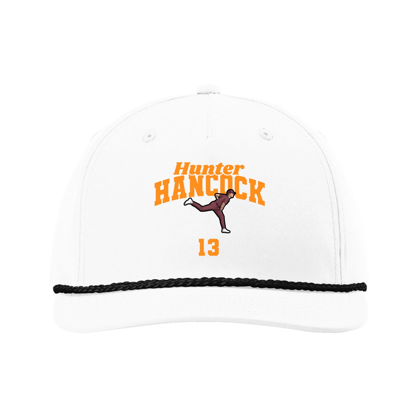 Five-Panel Classic Rope Cap — Signature Arch in White