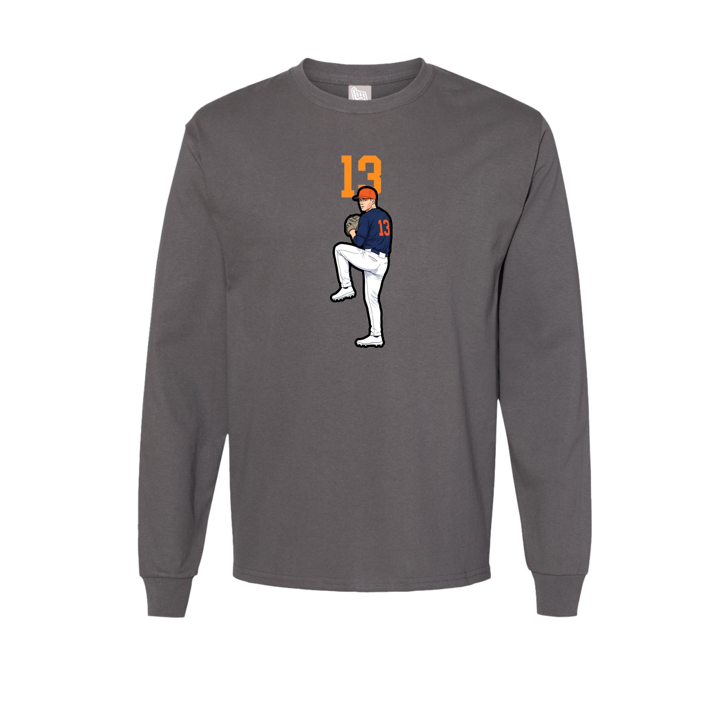 Long Sleeve Tee — Number Top in Grey