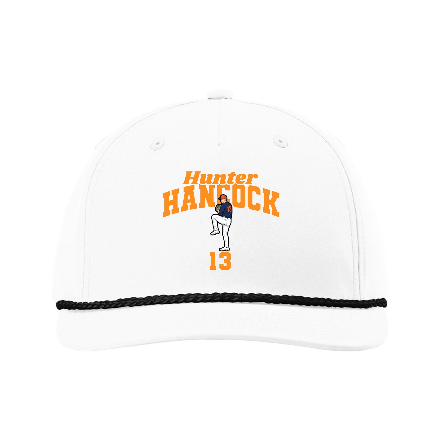 Five-Panel Classic Rope Cap — Signature Arch in White