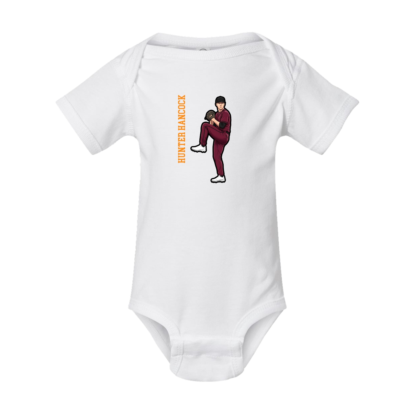 Baby Onesie — Name Vertical in White
