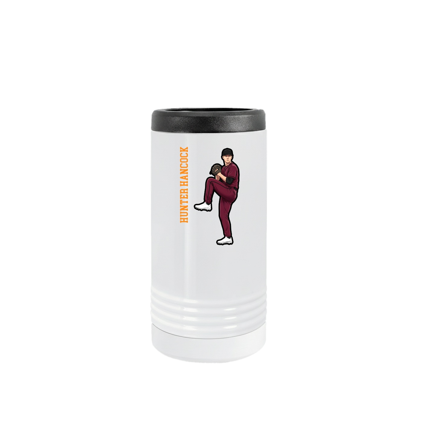Slim Beverage Holder — Name Vertical in White