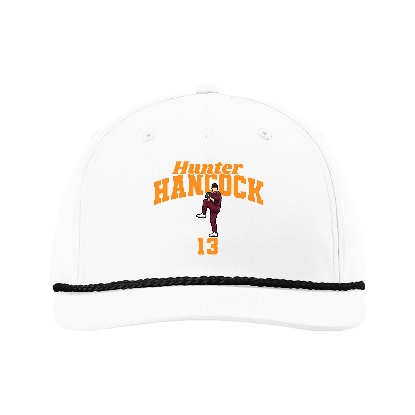 Five-Panel Classic Rope Cap — Signature Arch in White