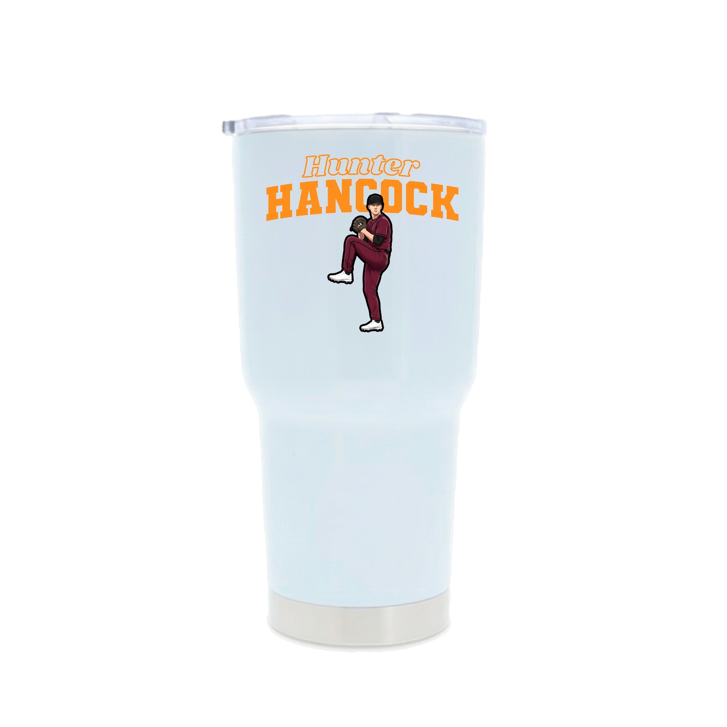 30oz Stainless Steel Tumbler — Name Arch in White