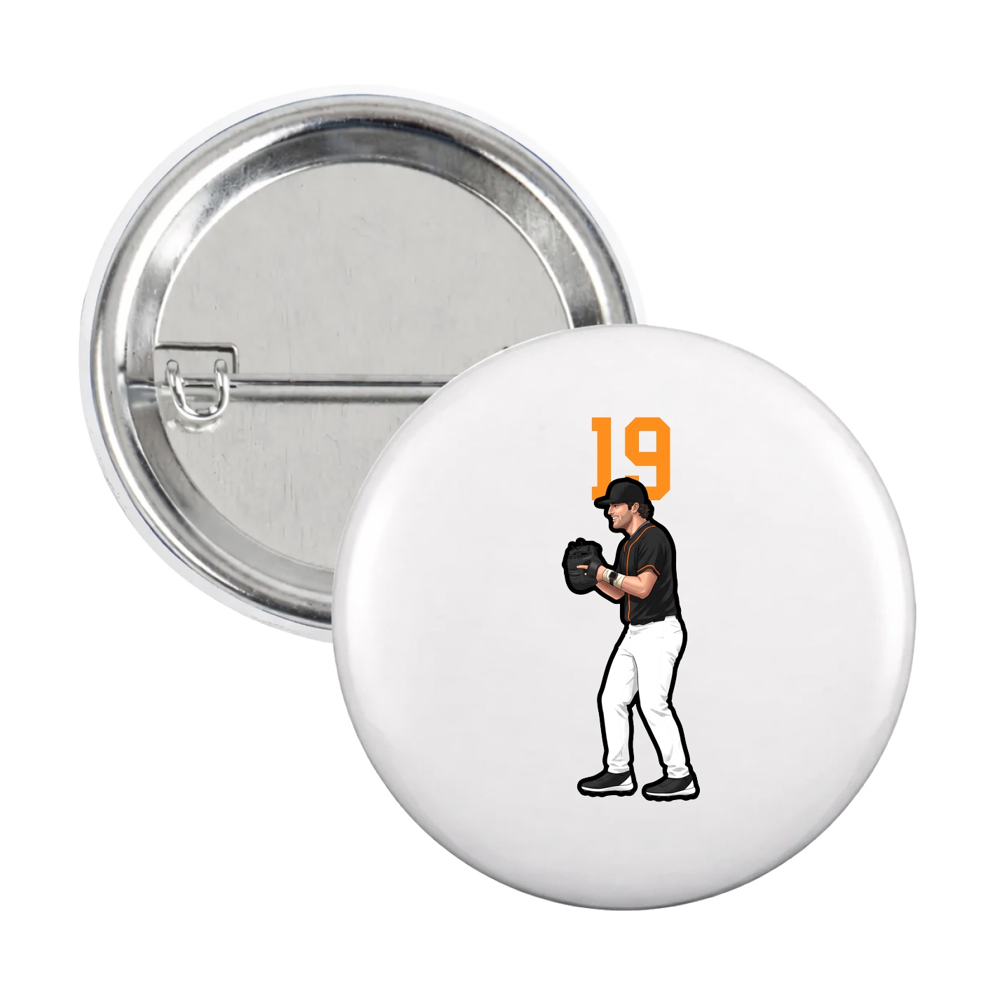 Game Day Button — Number Top in White