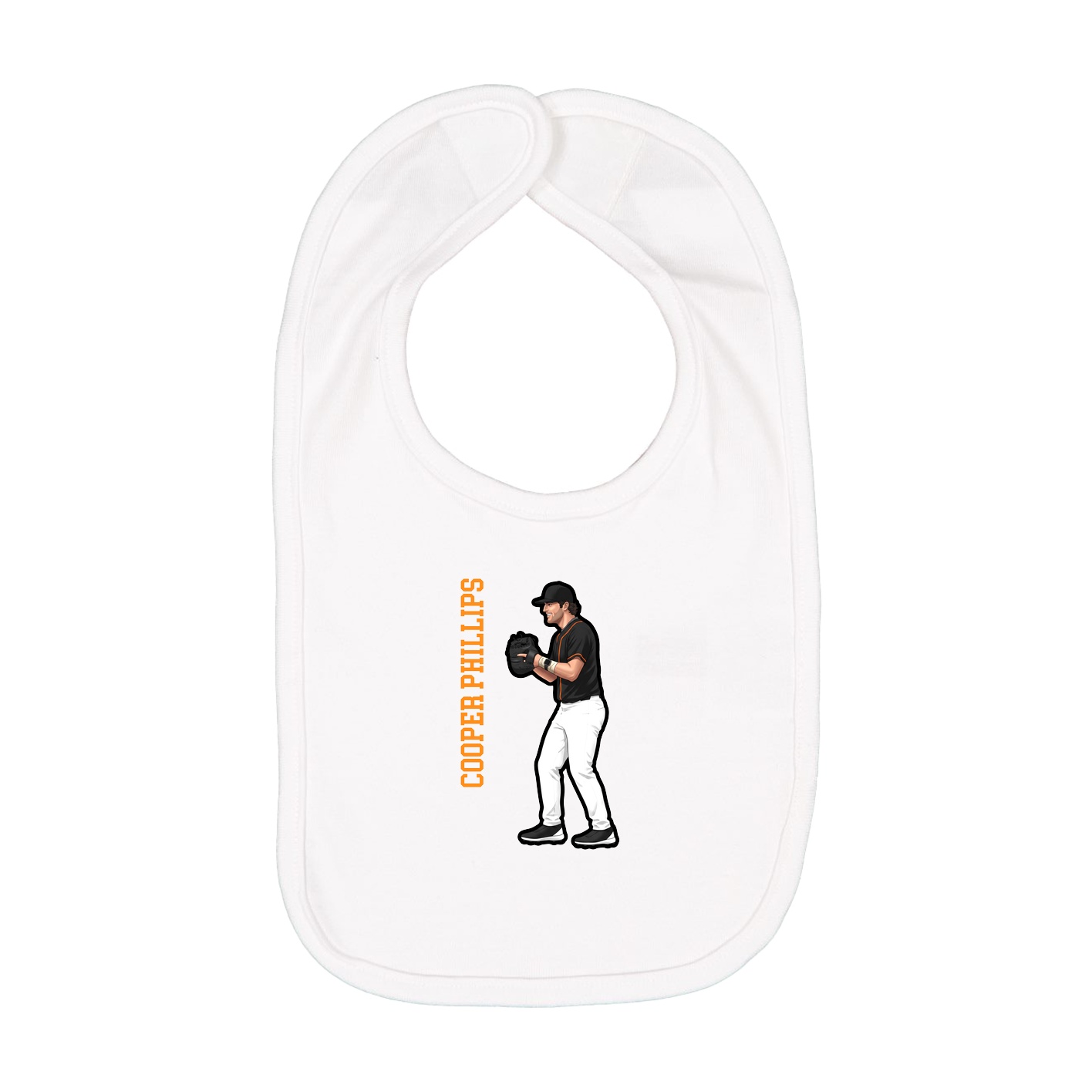 Infant Bib — Name Vertical in White