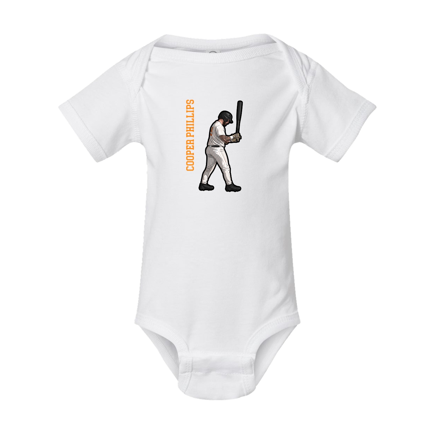 Baby Onesie — Name Vertical in White