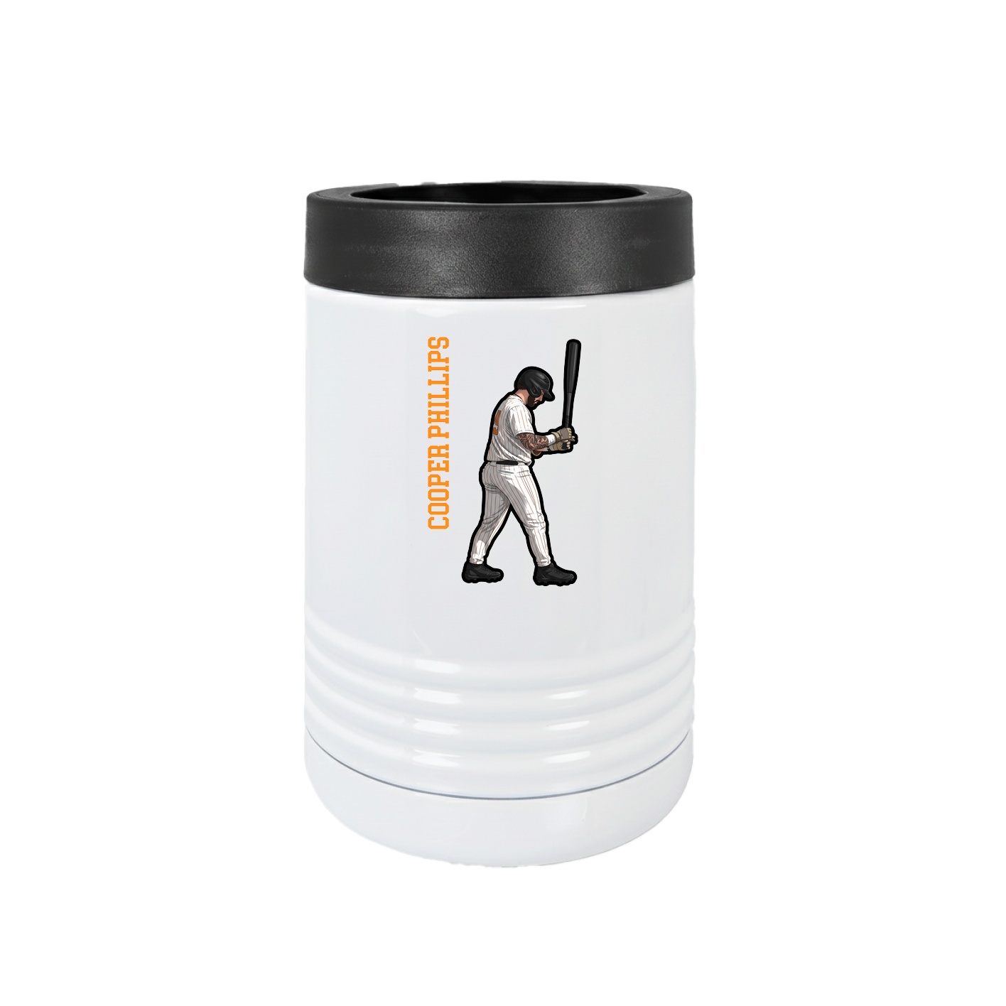 Beverage Holder — Name Vertical in White