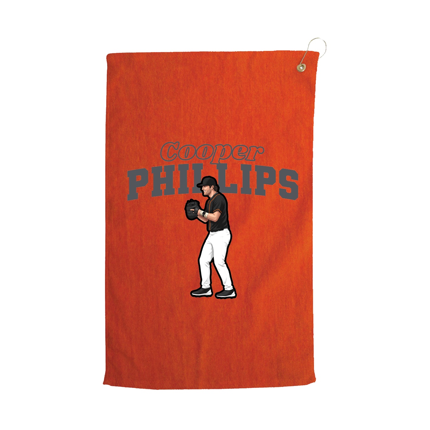 Golf Towel — Name Arch in Orange