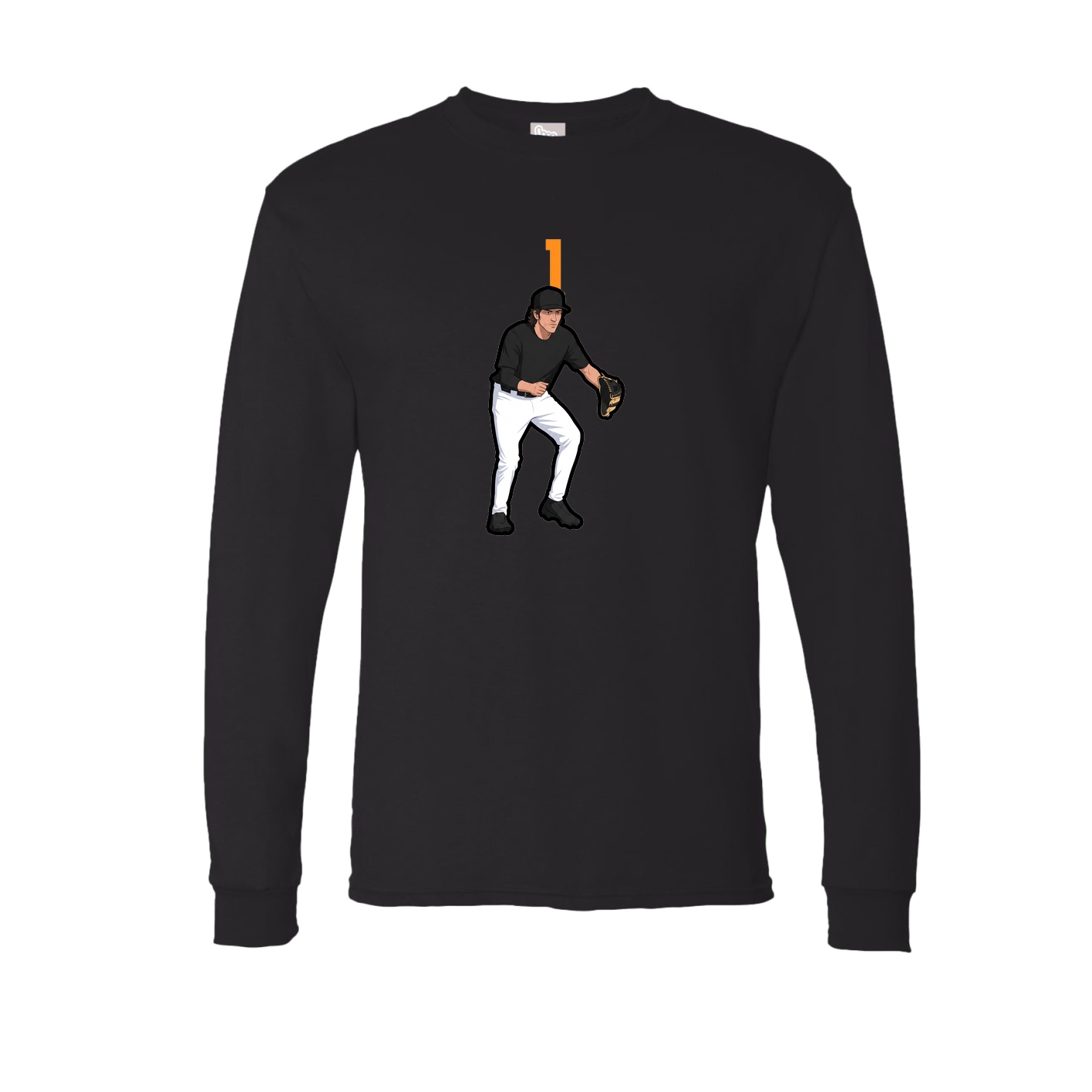 Long Sleeve Tee — Number Top in Black