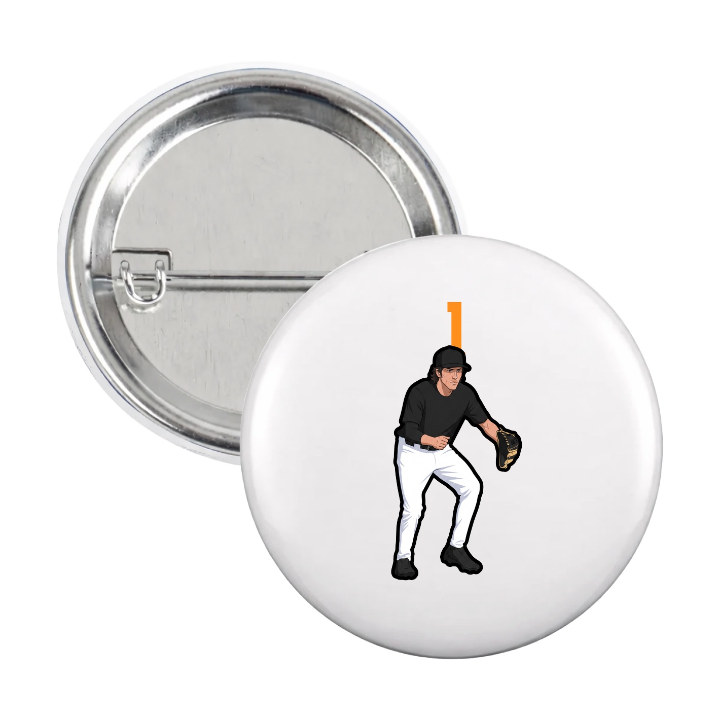 Game Day Button — Number Top in White